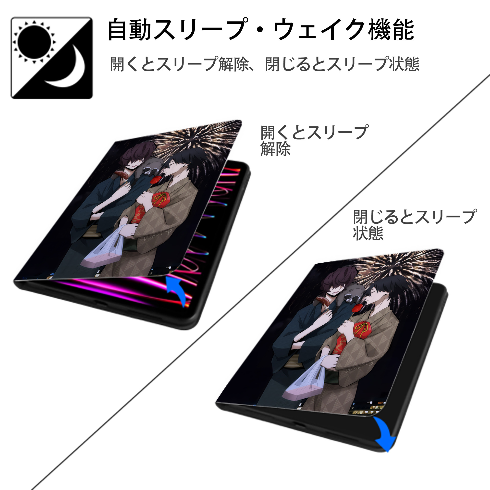 文豪ストレイドッグス Bungo Stray Dogs IPad ケース ペン収納付き 三つ折りスタンド PUレザー×シリコン 対応機種9.5/10.5/10.9インチ