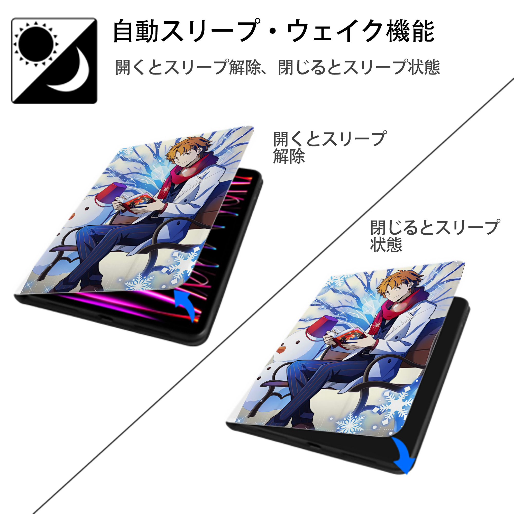 文豪ストレイドッグス Bungo Stray Dogs IPad ケース ペン収納付き 三つ折りスタンド PUレザー×シリコン 対応機種9.5/10.5/10.9インチ