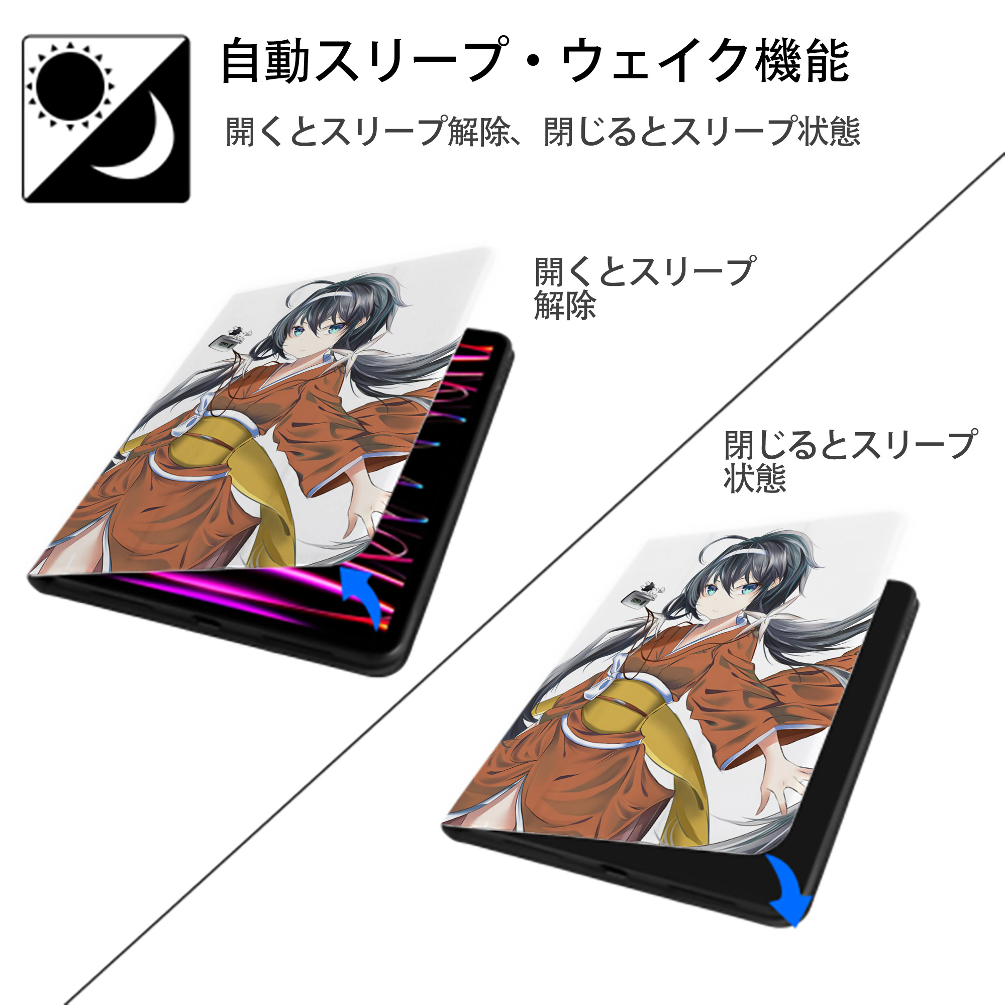 文豪ストレイドッグス Bungo Stray Dogs IPad ケース ペン収納付き 三つ折りスタンド PUレザー×シリコン 対応機種9.5/10.5/10.9インチ