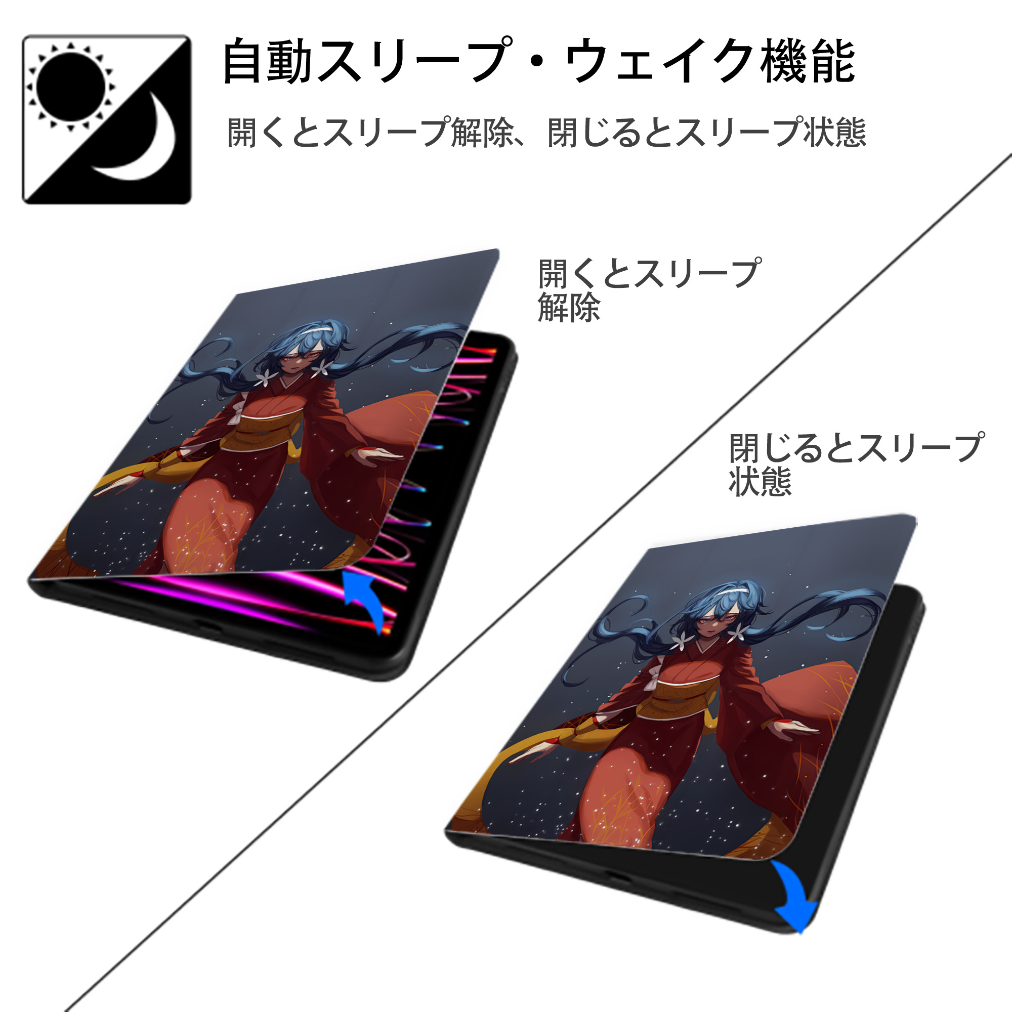 文豪ストレイドッグス Bungo Stray Dogs IPad ケース ペン収納付き 三つ折りスタンド PUレザー×シリコン 対応機種9.5/10.5/10.9インチ