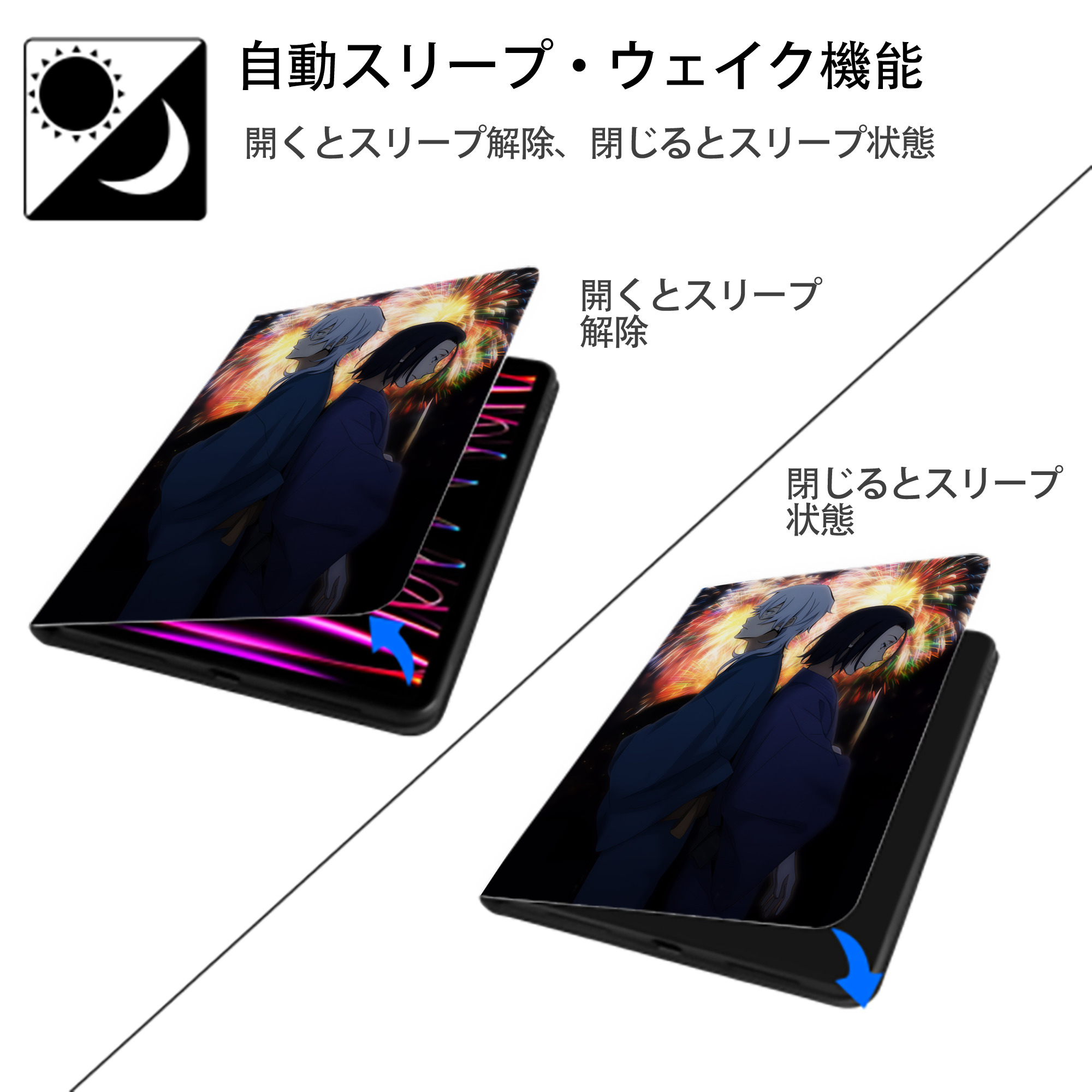 文豪ストレイドッグス Bungo Stray Dogs IPad ケース ペン収納付き 三つ折りスタンド PUレザー×シリコン 対応機種9.5/10.5/10.9インチ