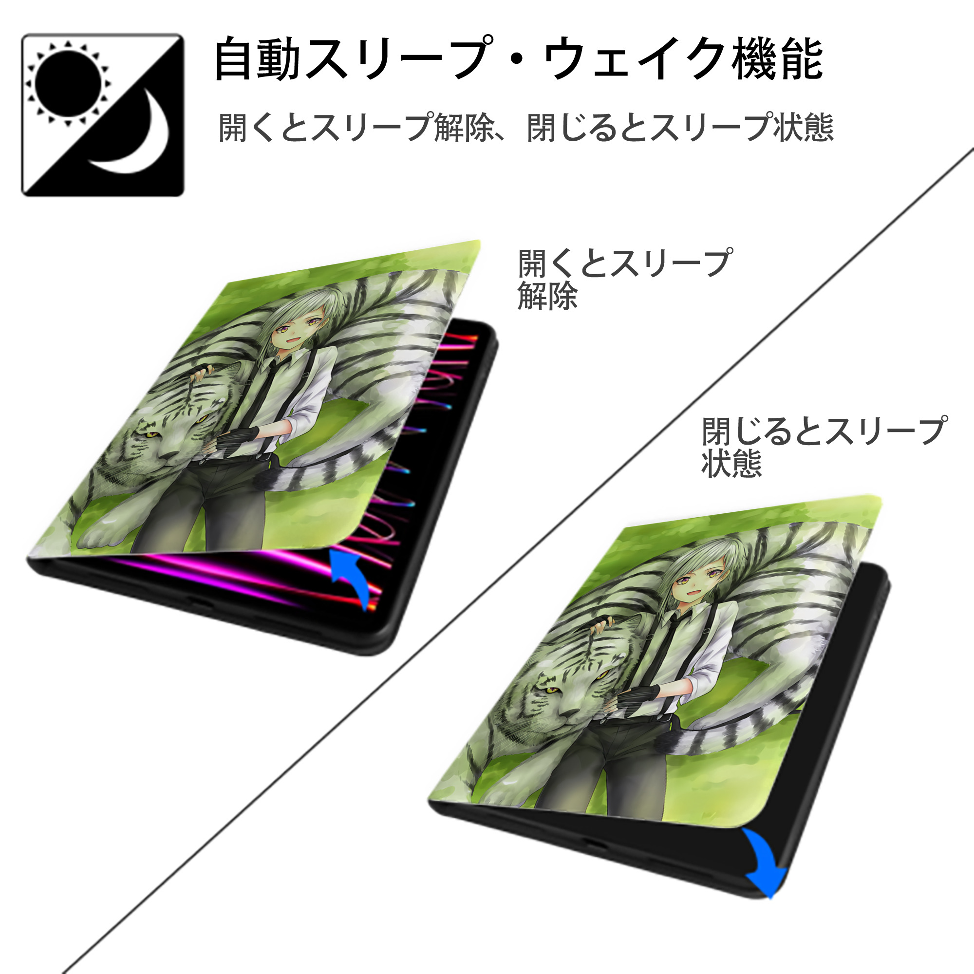 文豪ストレイドッグス Bungo Stray Dogs IPad ケース ペン収納付き 三つ折りスタンド PUレザー×シリコン 対応機種9.5/10.5/10.9インチ