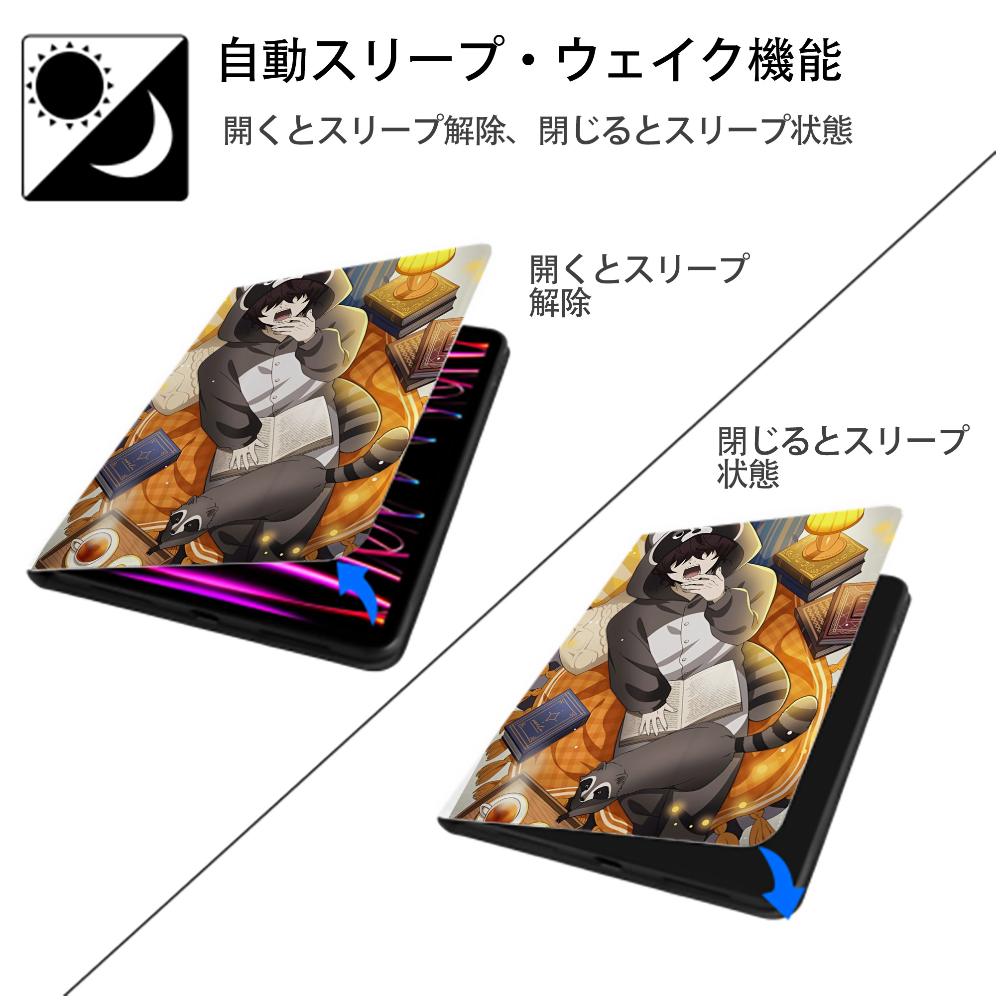 文豪ストレイドッグス Bungo Stray Dogs IPad ケース ペン収納付き 三つ折りスタンド PUレザー×シリコン 対応機種9.5/10.5/10.9インチ