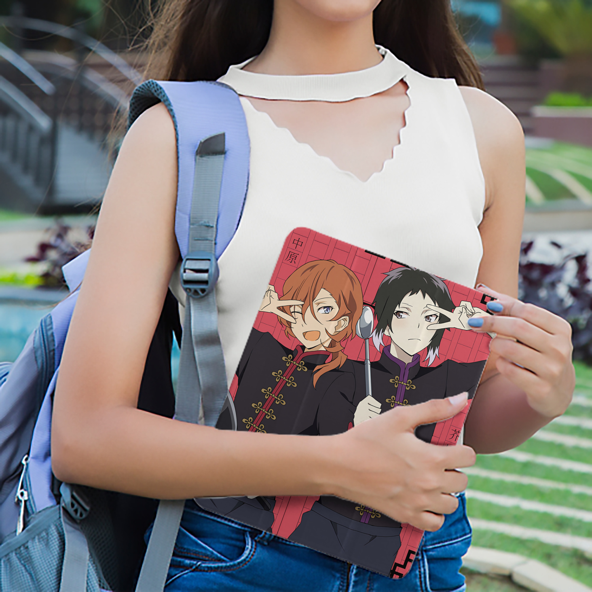 文豪ストレイドッグス Bungo Stray Dogs IPad ケース ペン収納付き 三つ折りスタンド PUレザー×シリコン 対応機種9.5/10.5/10.9インチ