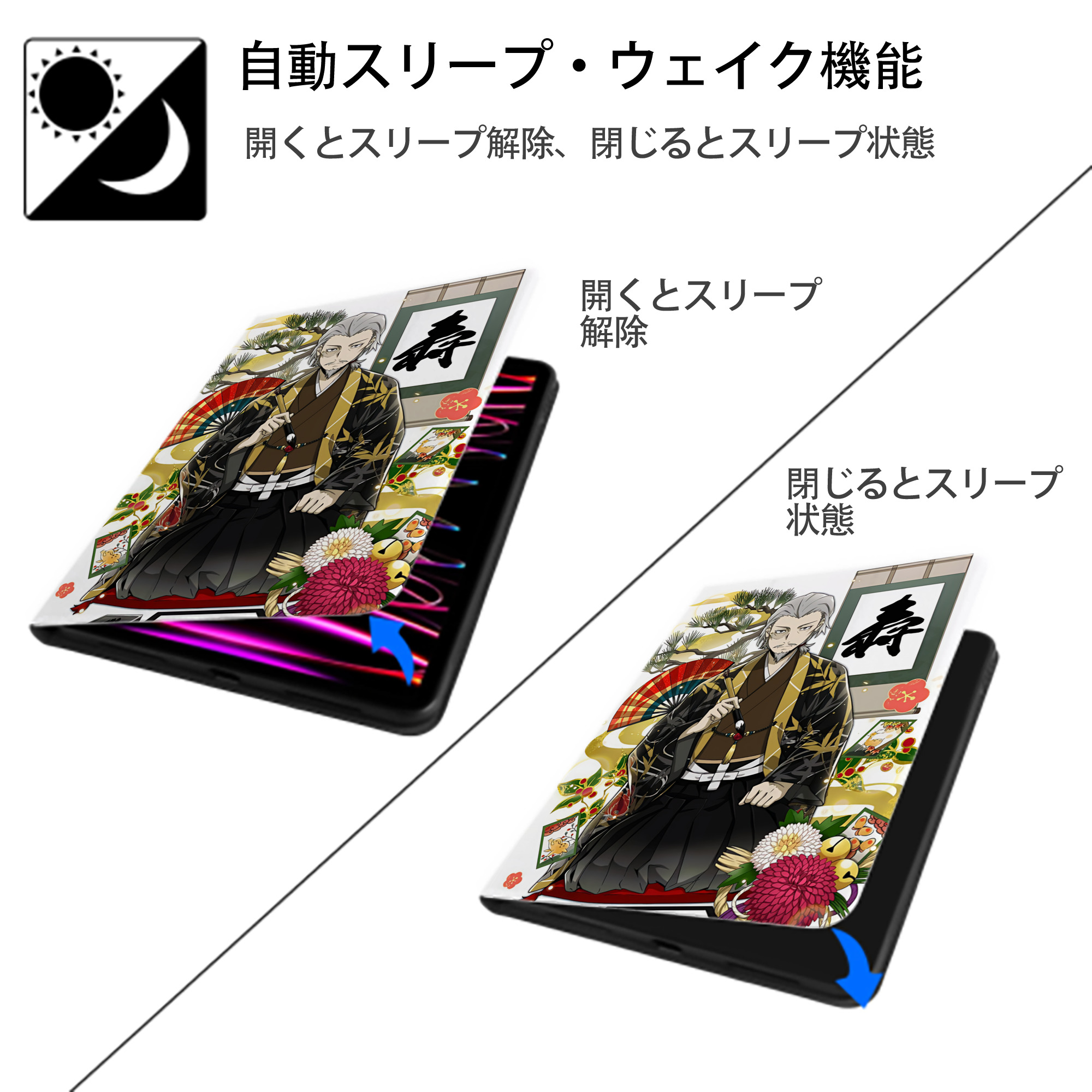 文豪ストレイドッグス Bungo Stray Dogs IPad ケース ペン収納付き 三つ折りスタンド PUレザー×シリコン 対応機種9.5/10.5/10.9インチ