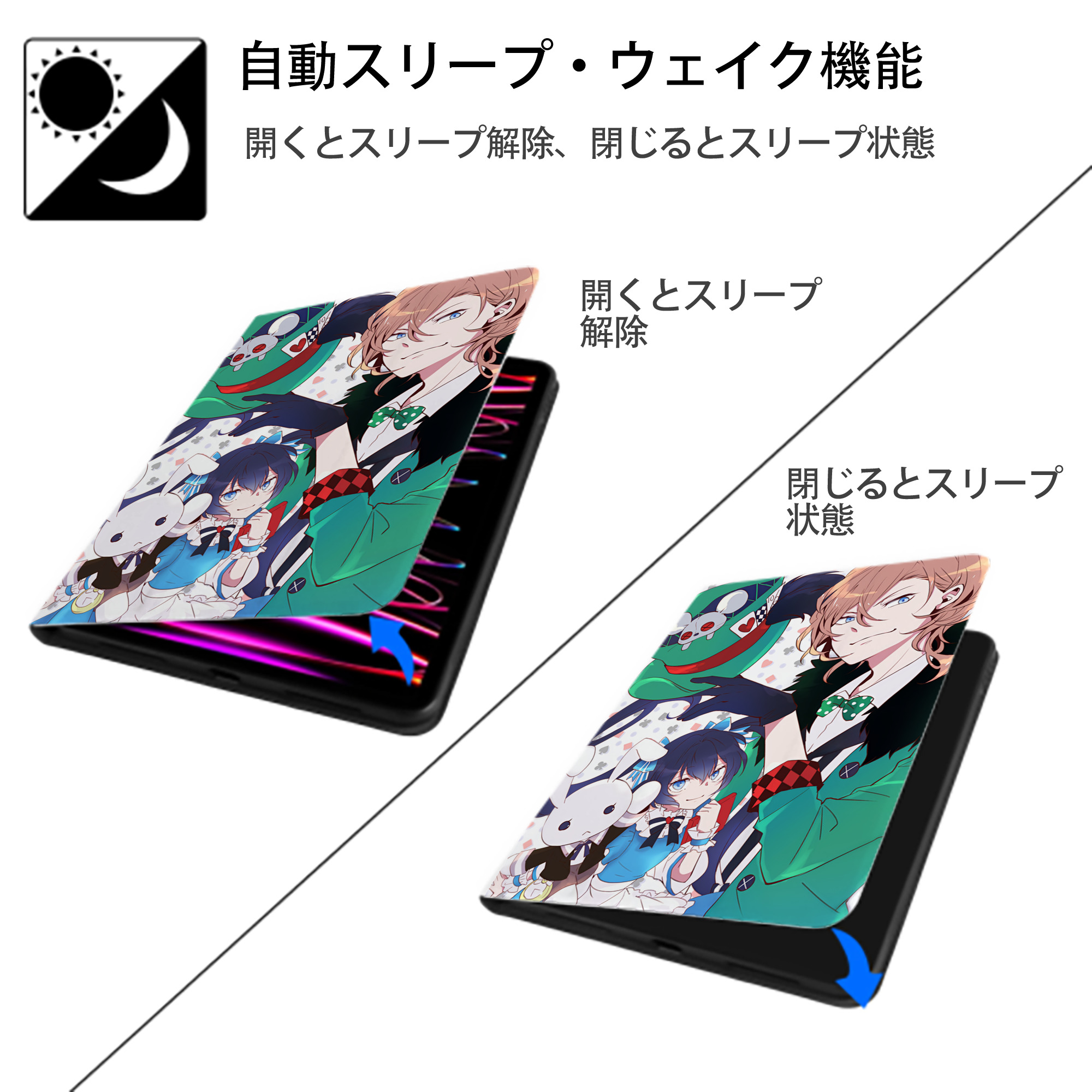 文豪ストレイドッグス Bungo Stray Dogs IPad ケース ペン収納付き 三つ折りスタンド PUレザー×シリコン 対応機種9.5/10.5/10.9インチ