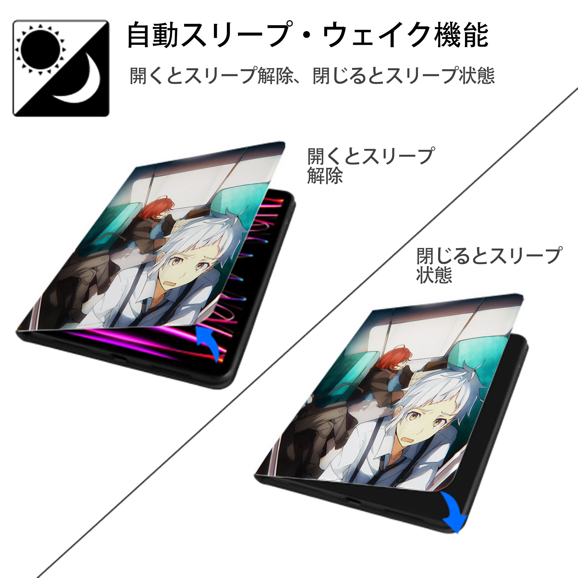 文豪ストレイドッグス Bungo Stray Dogs IPad ケース ペン収納付き 三つ折りスタンド PUレザー×シリコン 対応機種9.5/10.5/10.9インチ