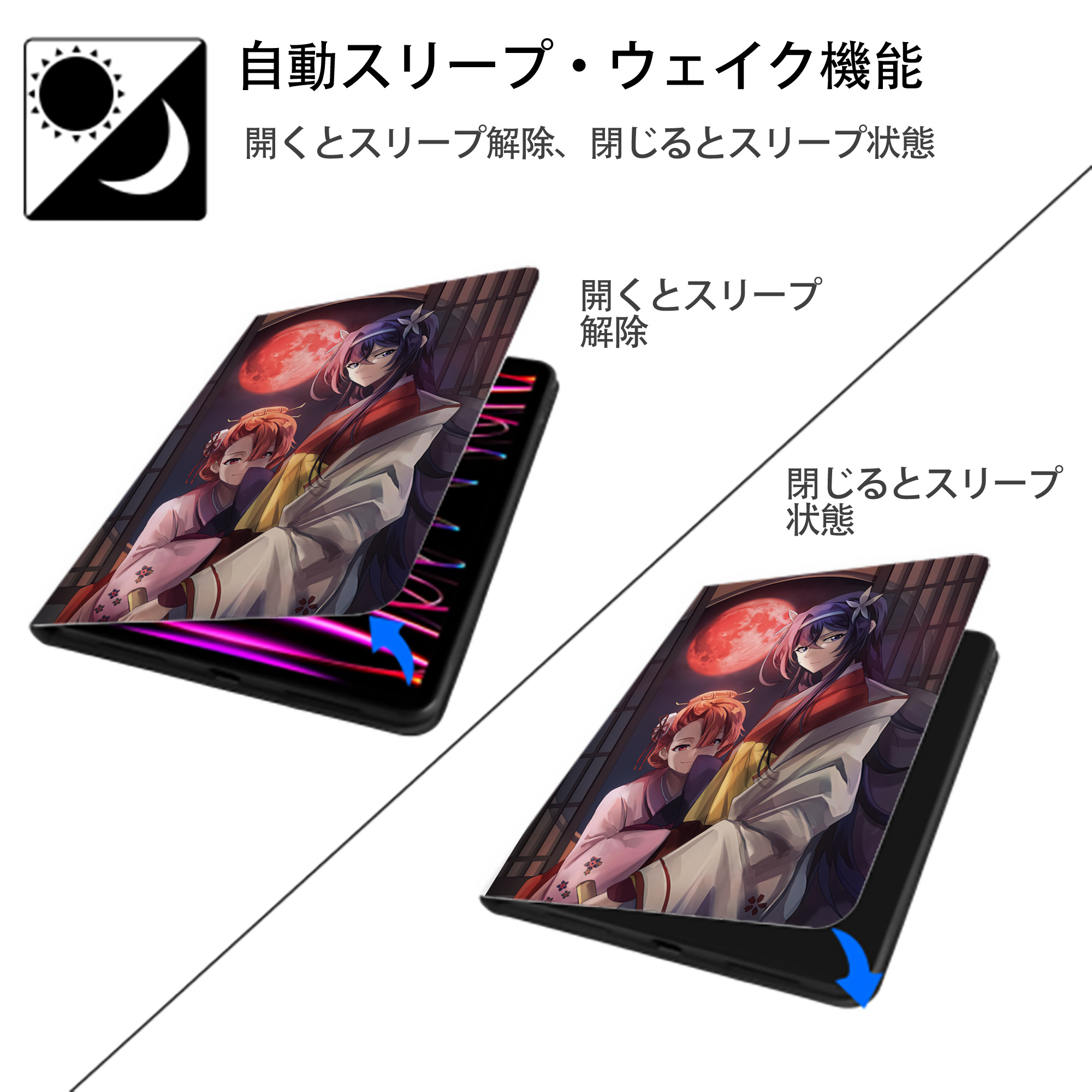 文豪ストレイドッグス Bungo Stray Dogs IPad ケース ペン収納付き 三つ折りスタンド PUレザー×シリコン 対応機種9.5/10.5/10.9インチ