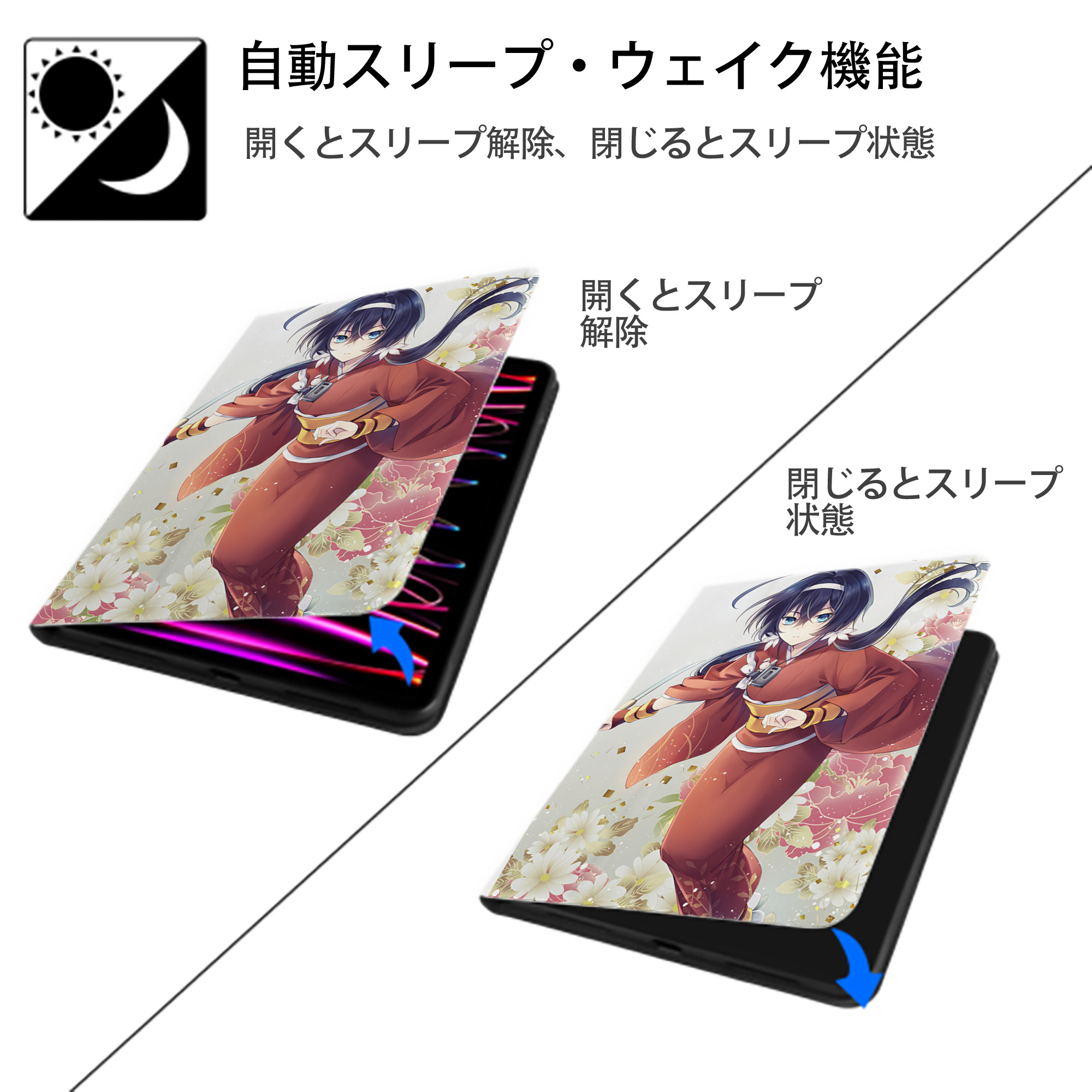 文豪ストレイドッグス Bungo Stray Dogs IPad ケース ペン収納付き 三つ折りスタンド PUレザー×シリコン 対応機種9.5/10.5/10.9インチ