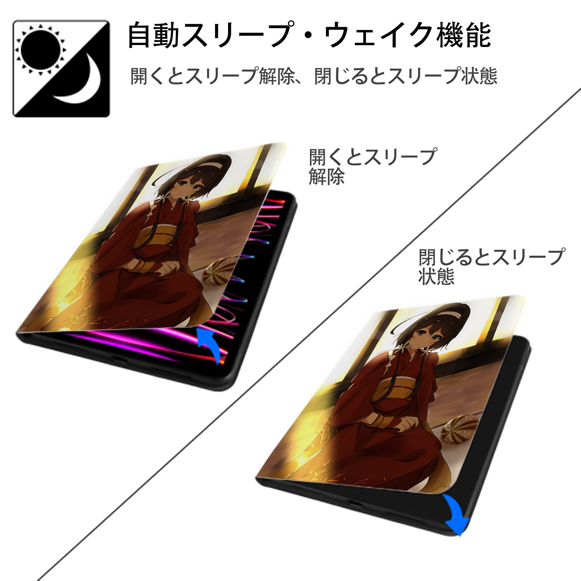 文豪ストレイドッグス Bungo Stray Dogs IPad ケース ペン収納付き 三つ折りスタンド PUレザー×シリコン 対応機種9.5/10.5/10.9インチ