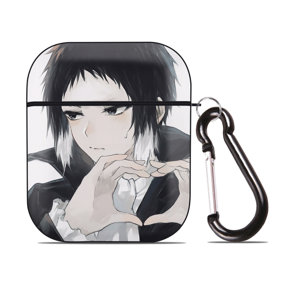 （画像用） 文豪ストレイドッグス Bungo Stray Dogs AirPods 第2世代保護ケース ハードシェル ブラック 耐衝撃・防指紋・カラビナ付き