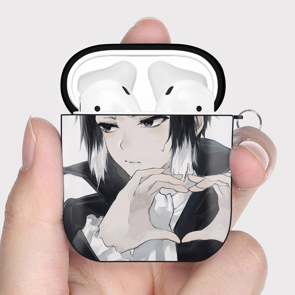 （画像用） 文豪ストレイドッグス Bungo Stray Dogs AirPods 第2世代保護ケース ハードシェル ブラック 耐衝撃・防指紋・カラビナ付き