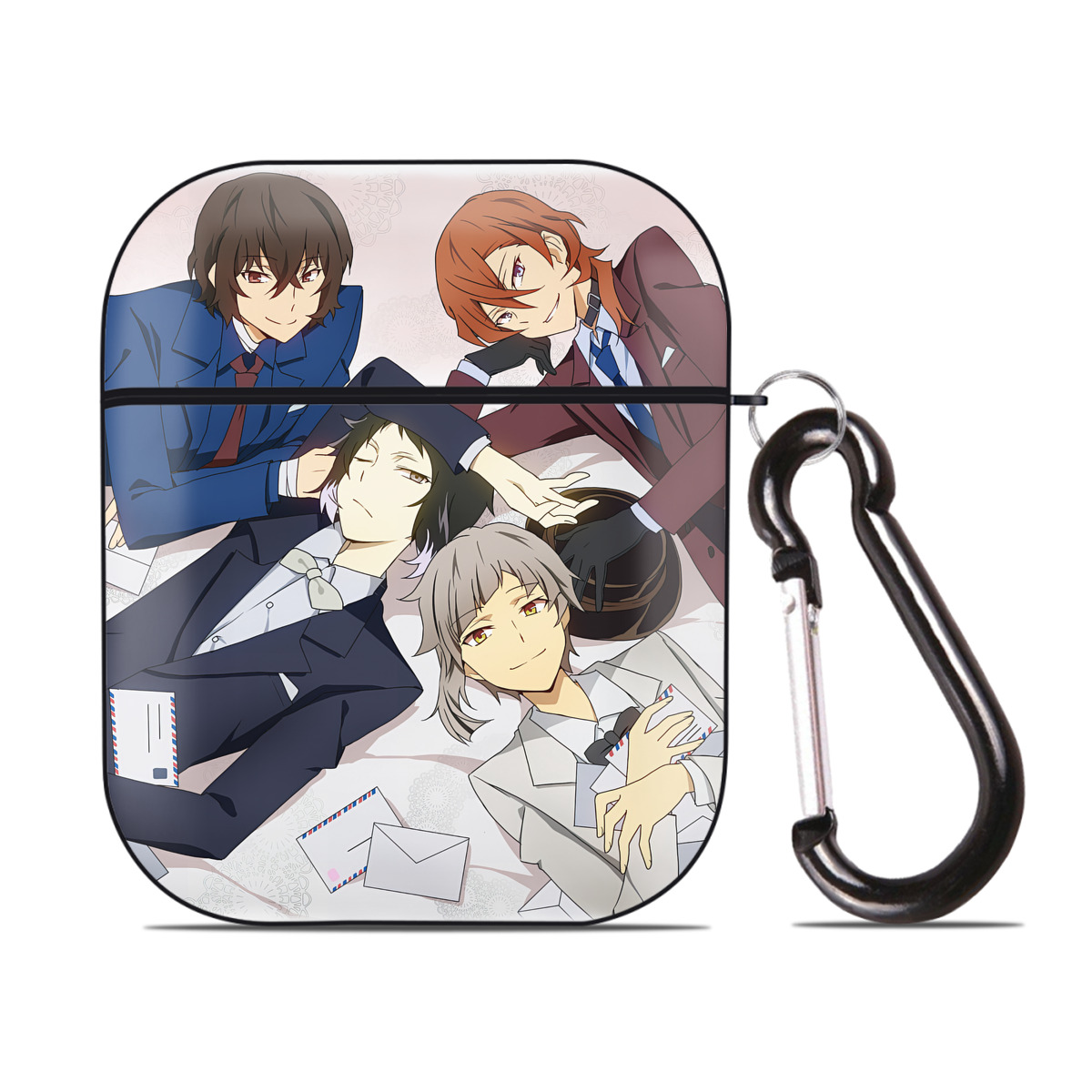 （画像用） 文豪ストレイドッグス Bungo Stray Dogs AirPods 第2世代保護ケース ハードシェル ブラック 耐衝撃・防指紋・カラビナ付き