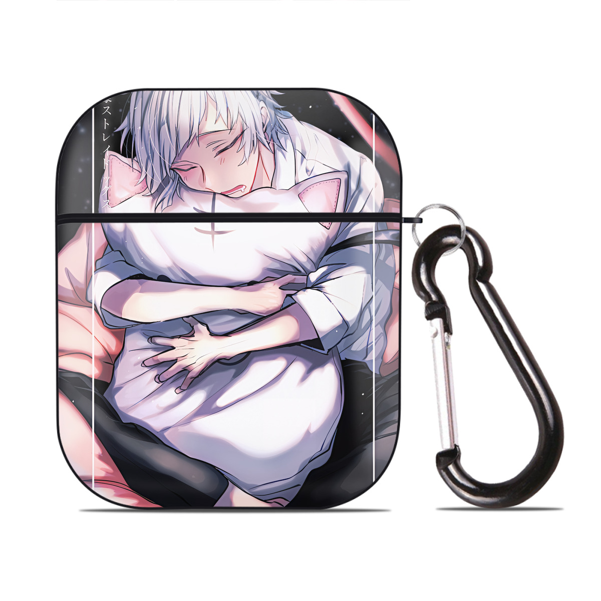 （画像用） 文豪ストレイドッグス Bungo Stray Dogs AirPods 第2世代保護ケース ハードシェル ブラック 耐衝撃・防指紋・カラビナ付き