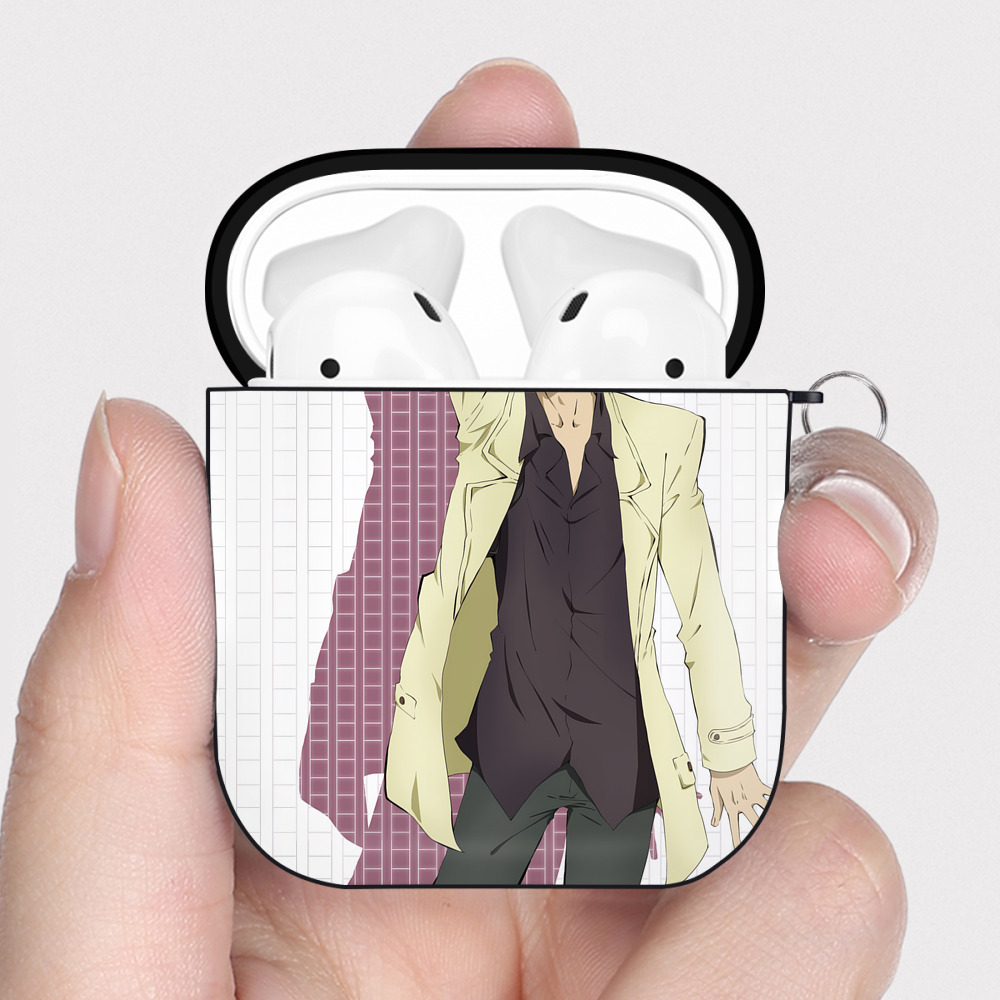 （画像用） 文豪ストレイドッグス Bungo Stray Dogs AirPods 第2世代保護ケース ハードシェル ブラック 耐衝撃・防指紋・カラビナ付き