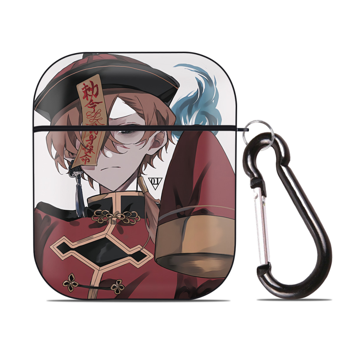 （画像用） 文豪ストレイドッグス Bungo Stray Dogs AirPods 第2世代保護ケース ハードシェル ブラック 耐衝撃・防指紋・カラビナ付き