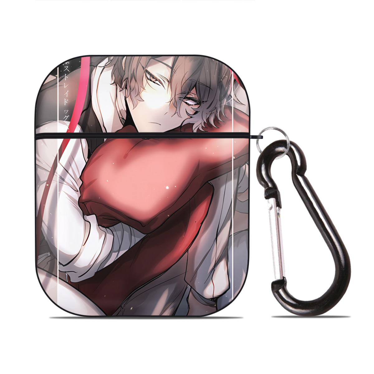 （画像用） 文豪ストレイドッグス Bungo Stray Dogs AirPods 第2世代保護ケース ハードシェル ブラック 耐衝撃・防指紋・カラビナ付き