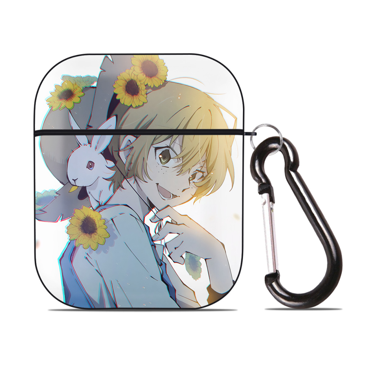 （画像用） 文豪ストレイドッグス Bungo Stray Dogs AirPods 第2世代保護ケース ハードシェル ブラック 耐衝撃・防指紋・カラビナ付き