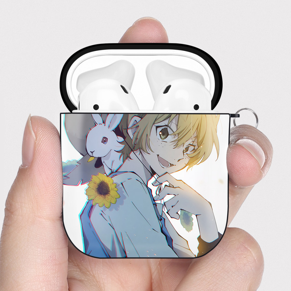 （画像用） 文豪ストレイドッグス Bungo Stray Dogs AirPods 第2世代保護ケース ハードシェル ブラック 耐衝撃・防指紋・カラビナ付き