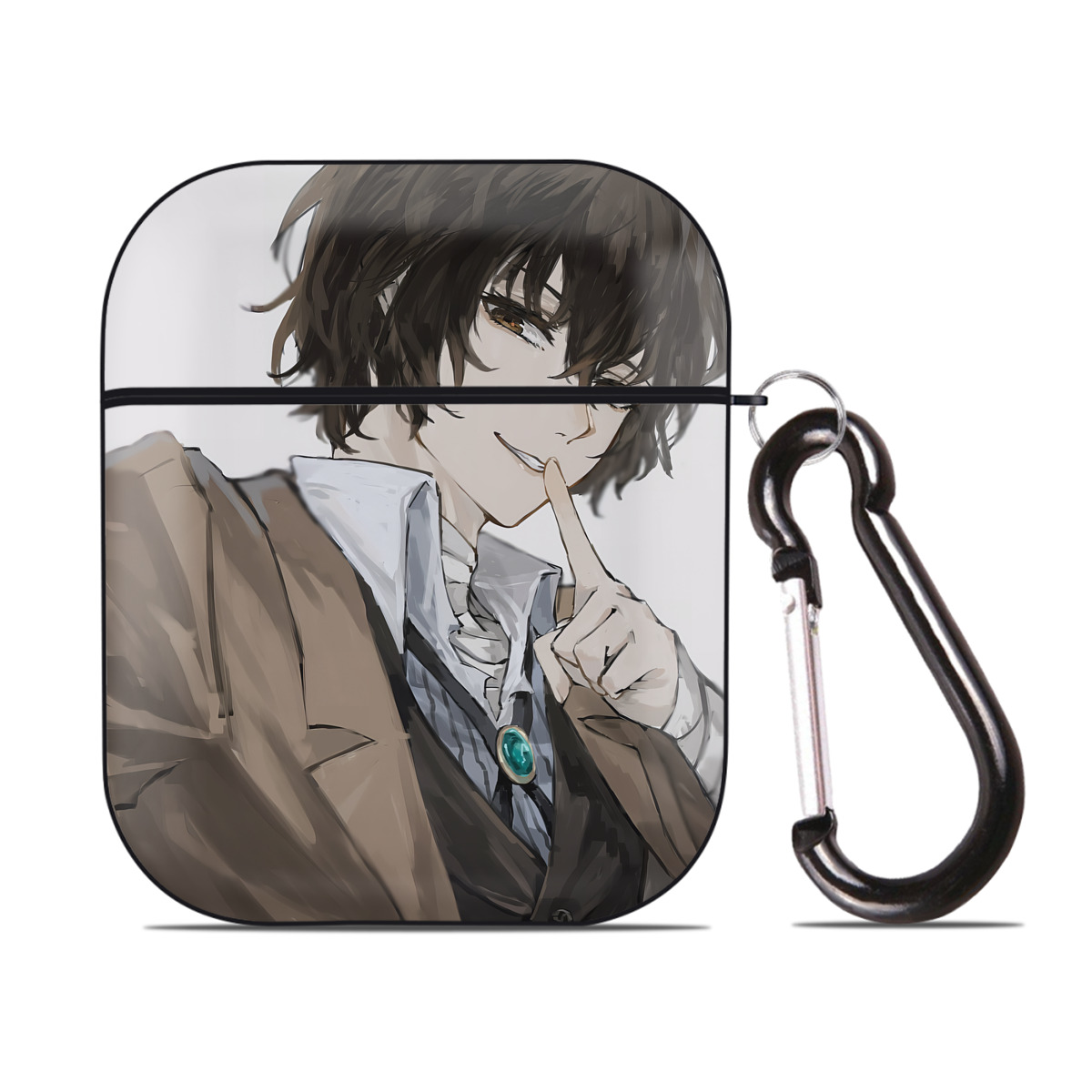（画像用） 文豪ストレイドッグス Bungo Stray Dogs AirPods 第2世代保護ケース ハードシェル ブラック 耐衝撃・防指紋・カラビナ付き