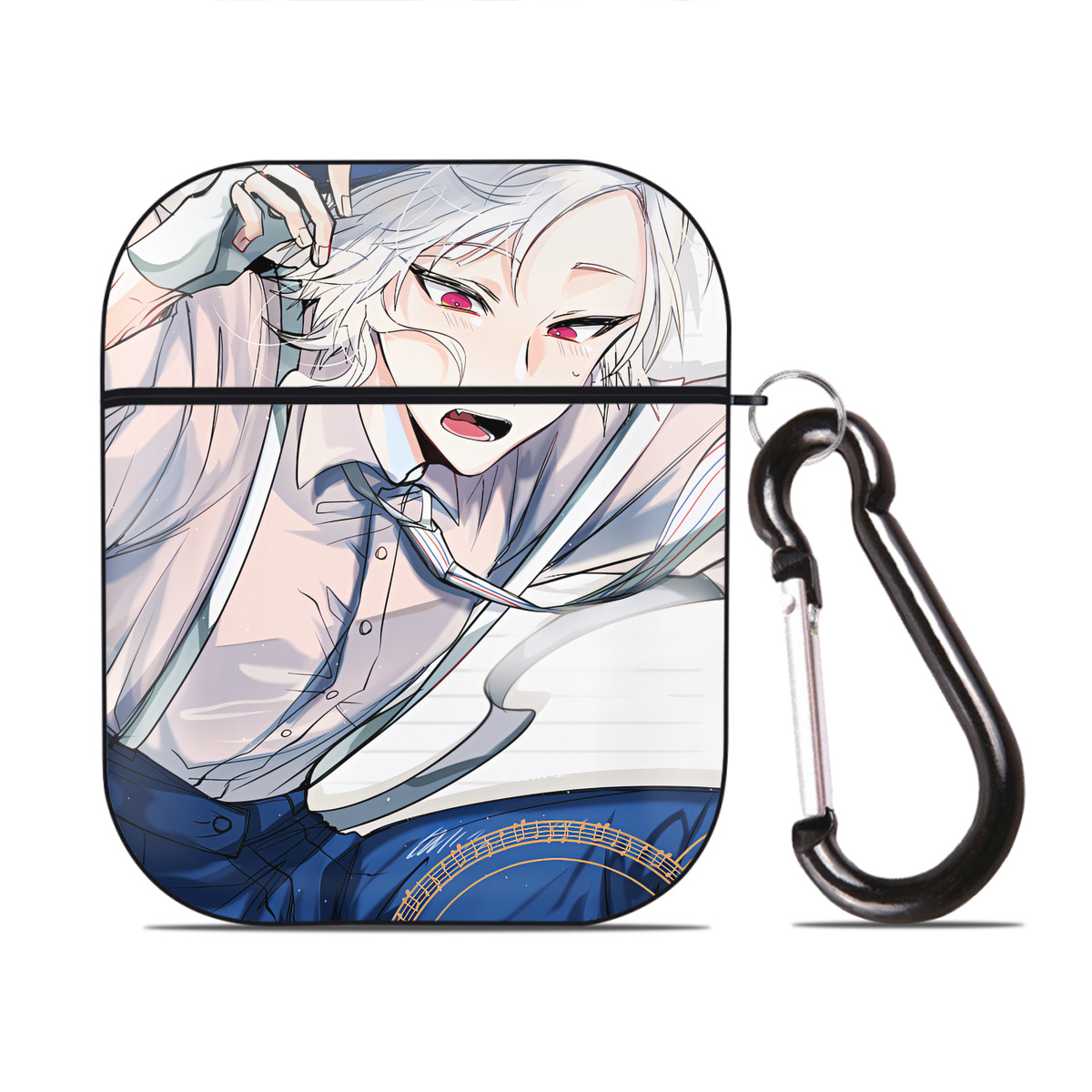 （画像用） 文豪ストレイドッグス Bungo Stray Dogs AirPods 第2世代保護ケース ハードシェル ブラック 耐衝撃・防指紋・カラビナ付き