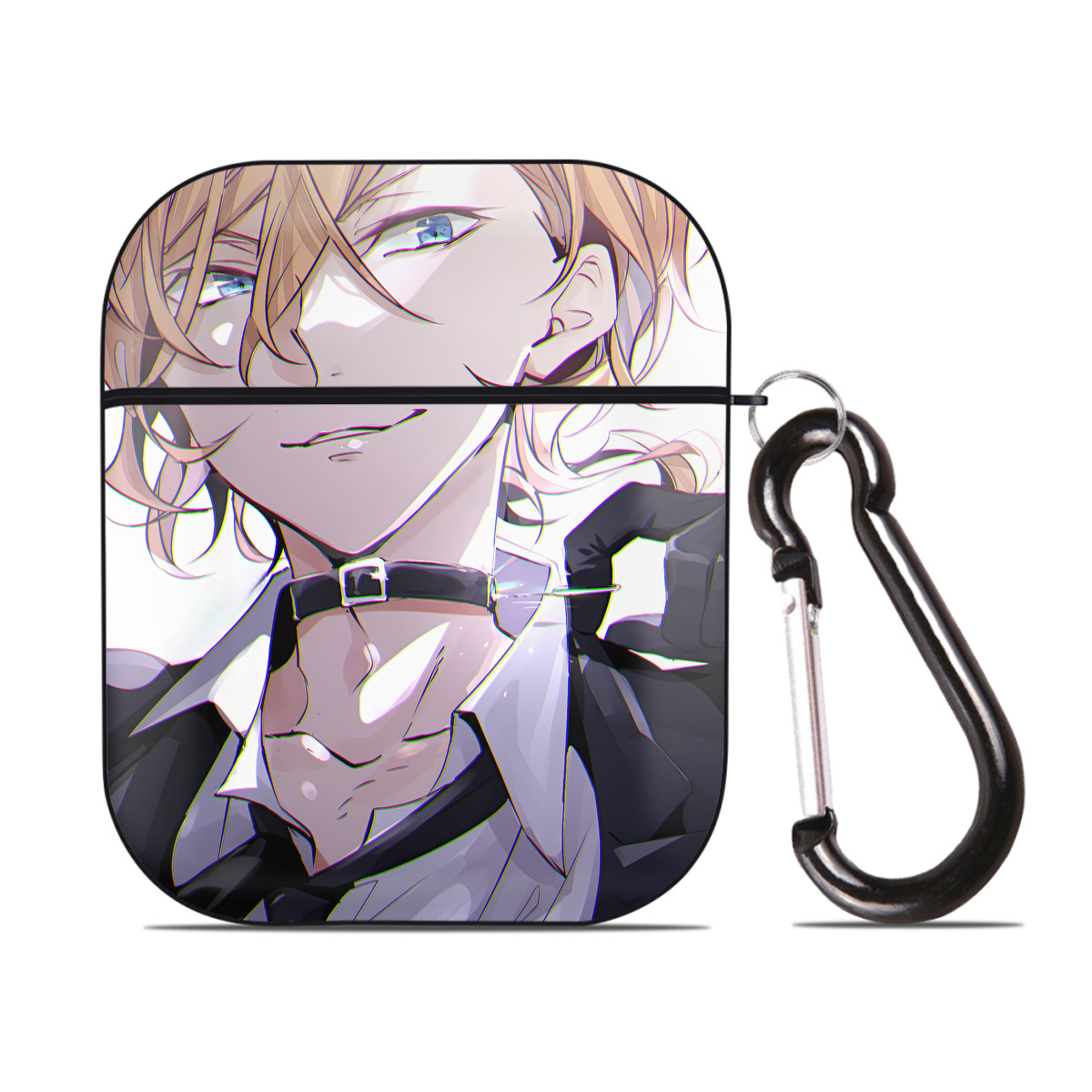 （画像用） 文豪ストレイドッグス Bungo Stray Dogs AirPods 第2世代保護ケース ハードシェル ブラック 耐衝撃・防指紋・カラビナ付き