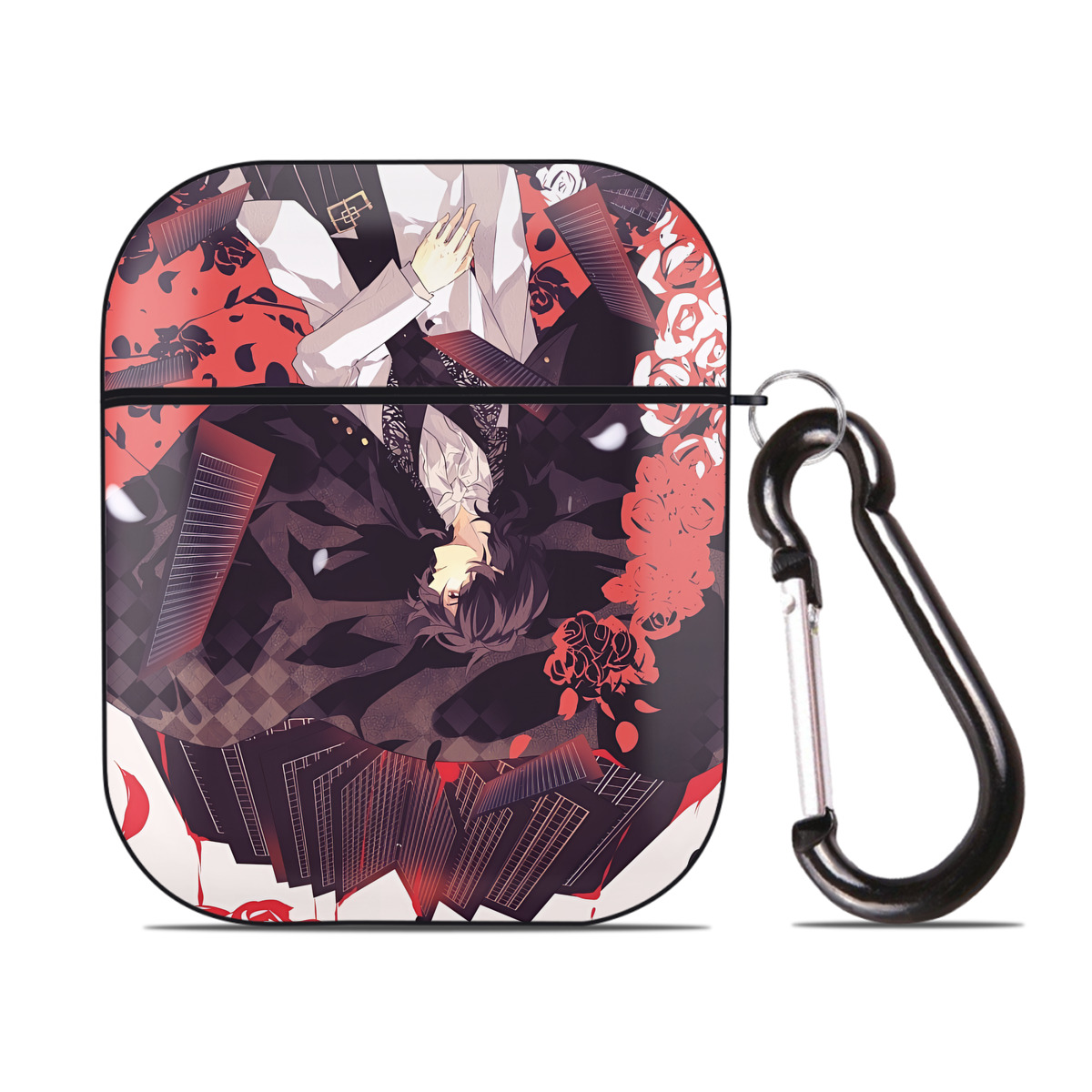 （画像用） 文豪ストレイドッグス Bungo Stray Dogs AirPods 第2世代保護ケース ハードシェル ブラック 耐衝撃・防指紋・カラビナ付き