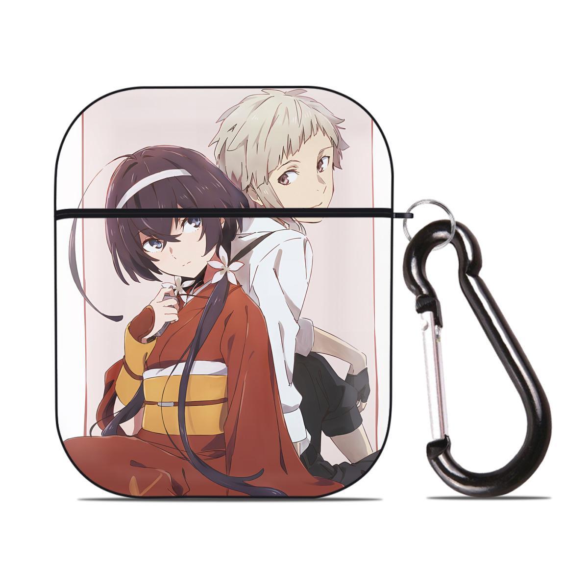 （画像用） 文豪ストレイドッグス Bungo Stray Dogs AirPods 第2世代保護ケース ハードシェル ブラック 耐衝撃・防指紋・カラビナ付き