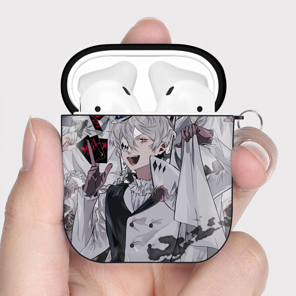 （画像用） 文豪ストレイドッグス Bungo Stray Dogs AirPods 第2世代保護ケース ハードシェル ブラック 耐衝撃・防指紋・カラビナ付き