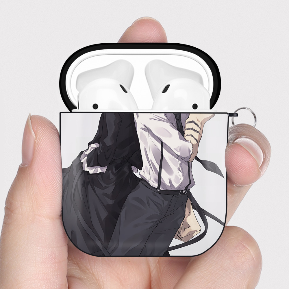 （画像用） 文豪ストレイドッグス Bungo Stray Dogs AirPods 第2世代保護ケース ハードシェル ブラック 耐衝撃・防指紋・カラビナ付き