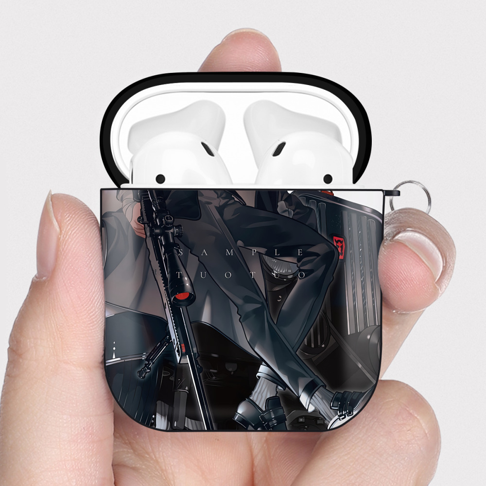 （画像用） 文豪ストレイドッグス Bungo Stray Dogs AirPods 第2世代保護ケース ハードシェル ブラック 耐衝撃・防指紋・カラビナ付き