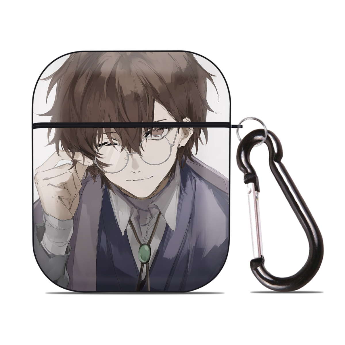（画像用） 文豪ストレイドッグス Bungo Stray Dogs AirPods 第2世代保護ケース ハードシェル ブラック 耐衝撃・防指紋・カラビナ付き