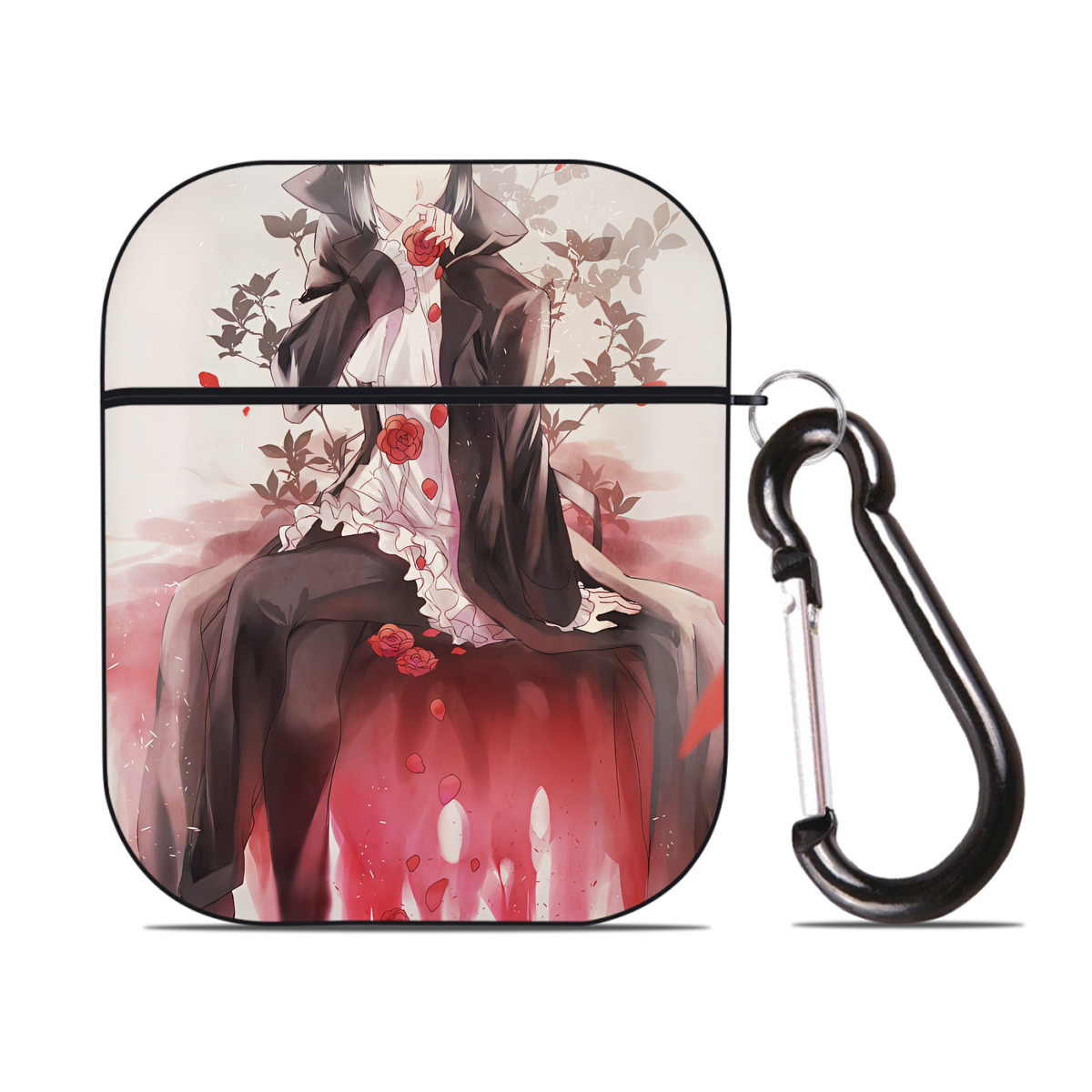 （画像用） 文豪ストレイドッグス Bungo Stray Dogs AirPods 第2世代保護ケース ハードシェル ブラック 耐衝撃・防指紋・カラビナ付き