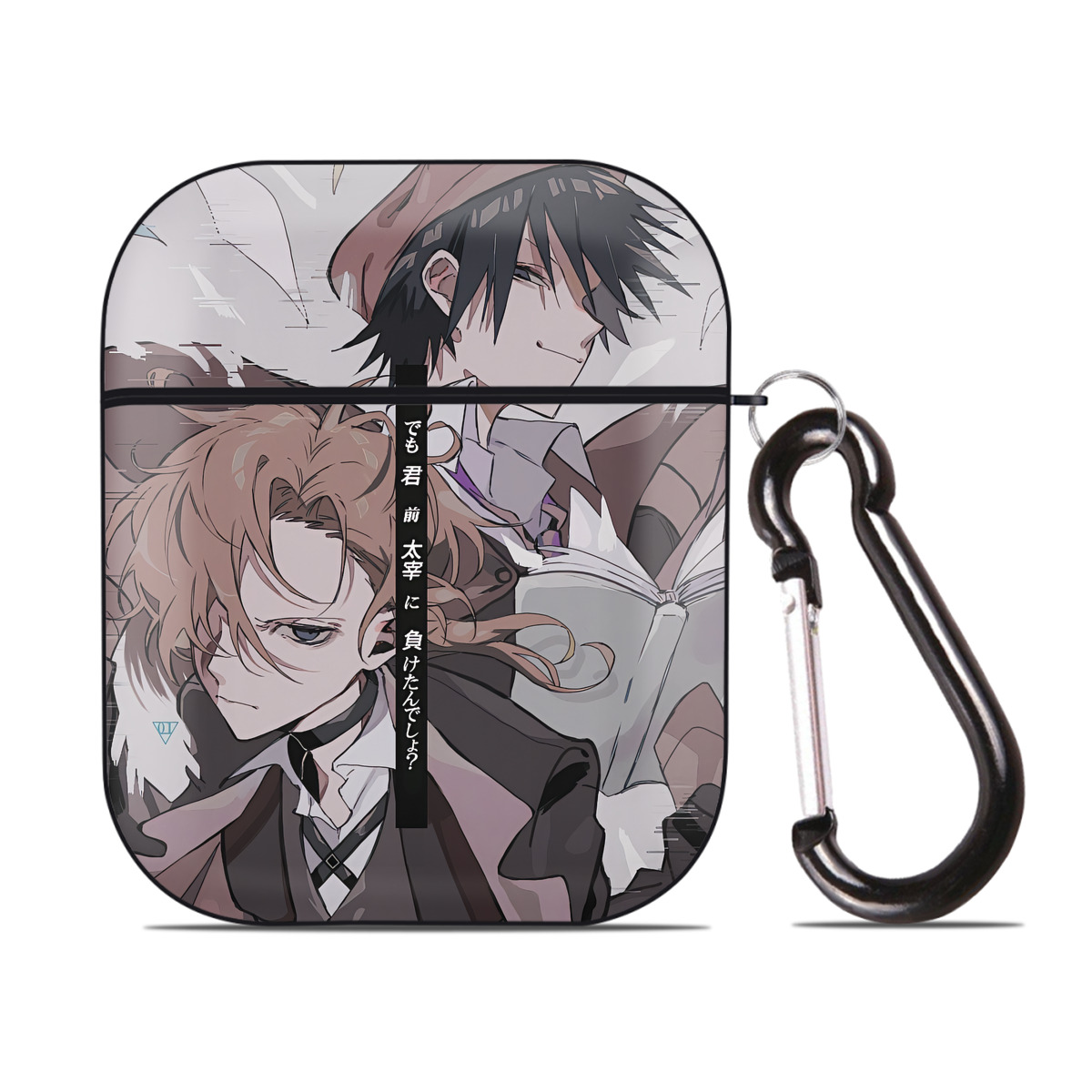 （画像用） 文豪ストレイドッグス Bungo Stray Dogs AirPods 第2世代保護ケース ハードシェル ブラック 耐衝撃・防指紋・カラビナ付き