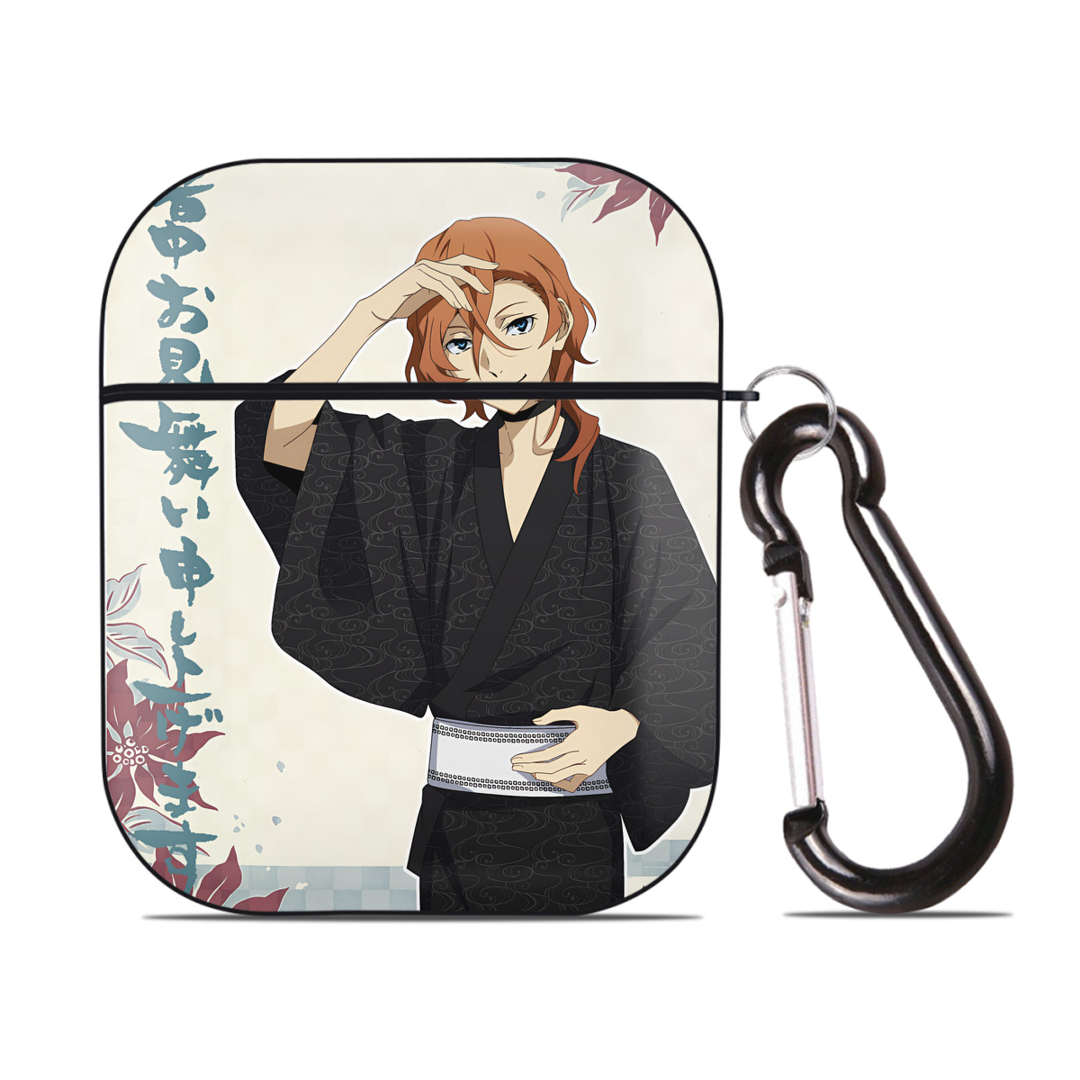 （画像用） 文豪ストレイドッグス Bungo Stray Dogs AirPods 第2世代保護ケース ハードシェル ブラック 耐衝撃・防指紋・カラビナ付き