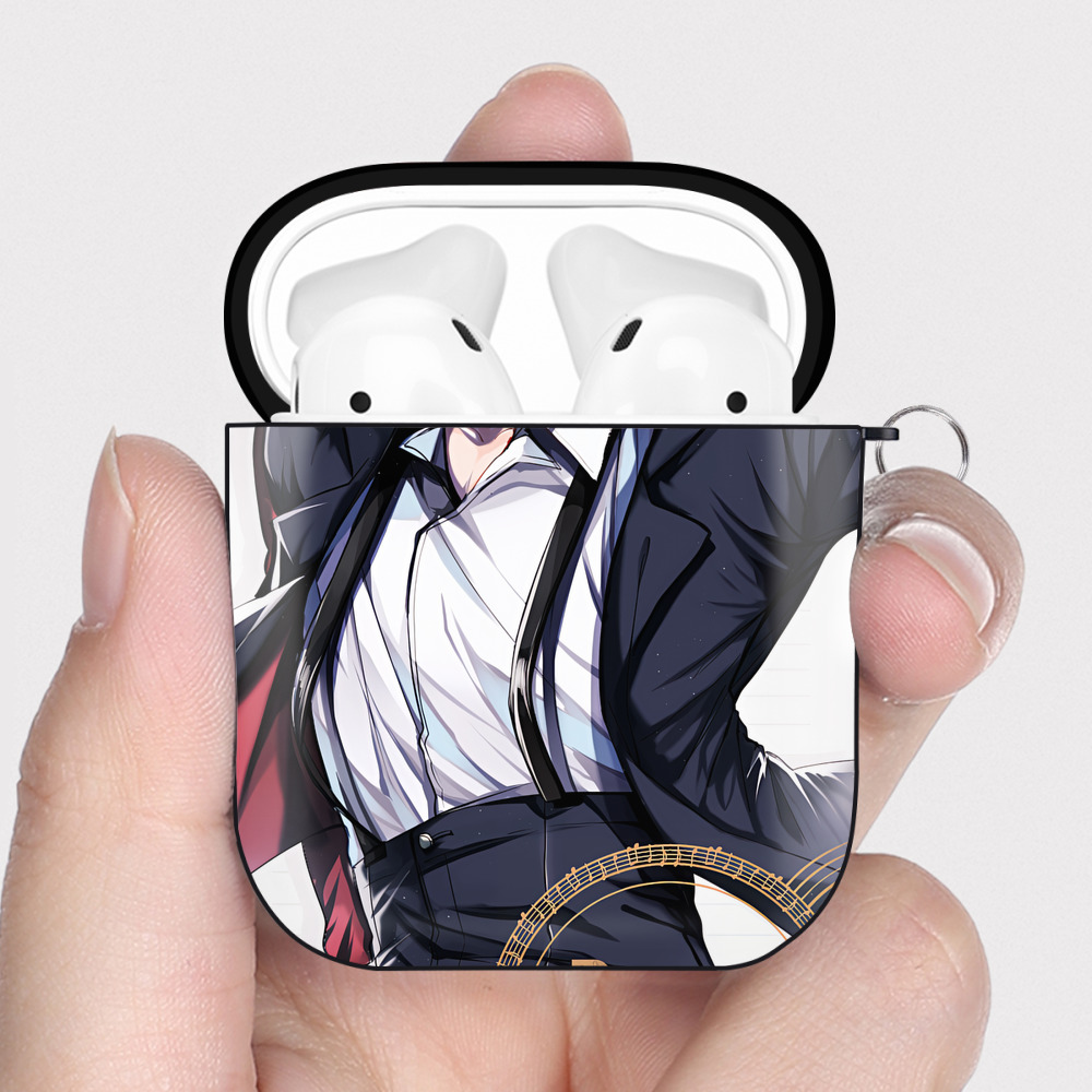（画像用） 文豪ストレイドッグス Bungo Stray Dogs AirPods 第2世代保護ケース ハードシェル ブラック 耐衝撃・防指紋・カラビナ付き
