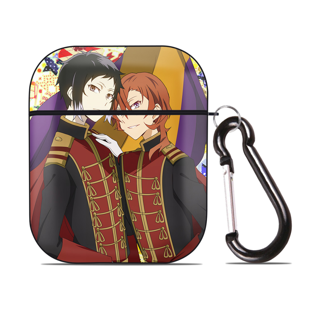 （画像用） 文豪ストレイドッグス Bungo Stray Dogs AirPods 第2世代保護ケース ハードシェル ブラック 耐衝撃・防指紋・カラビナ付き