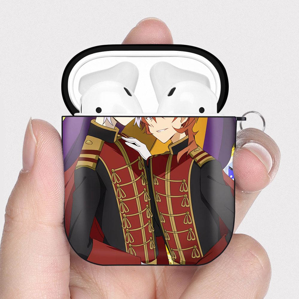 （画像用） 文豪ストレイドッグス Bungo Stray Dogs AirPods 第2世代保護ケース ハードシェル ブラック 耐衝撃・防指紋・カラビナ付き