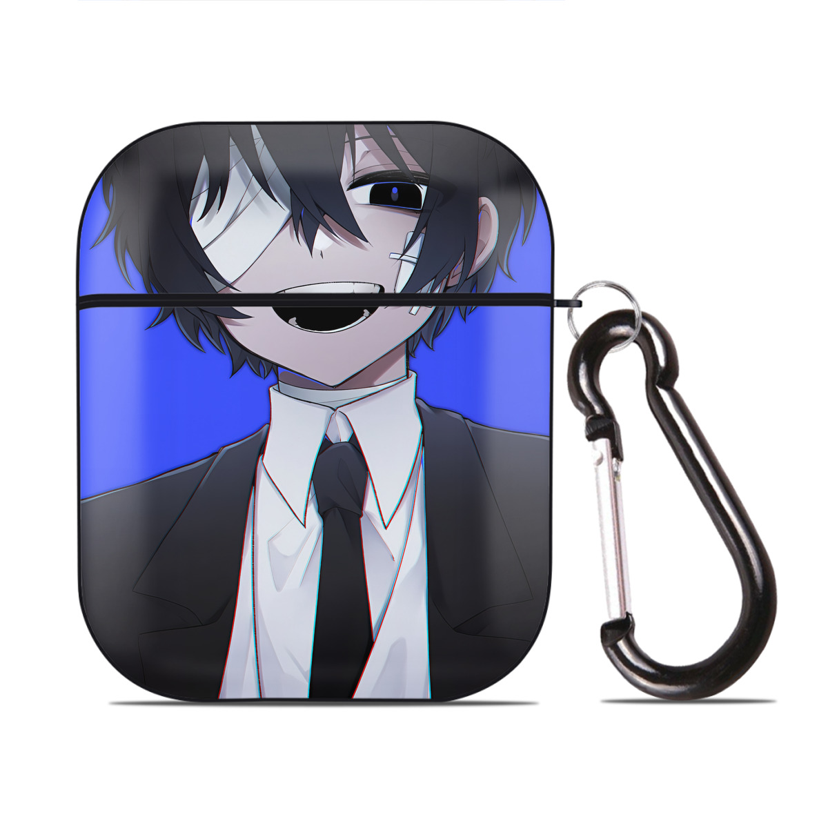 （画像用） 文豪ストレイドッグス Bungo Stray Dogs AirPods 第2世代保護ケース ハードシェル ブラック 耐衝撃・防指紋・カラビナ付き