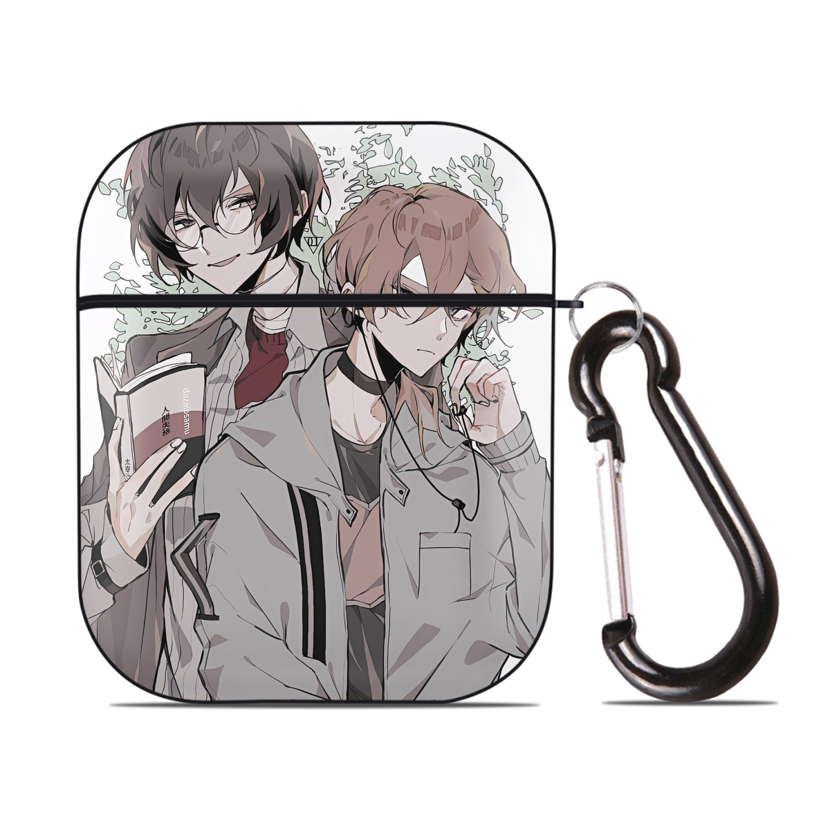 （画像用） 文豪ストレイドッグス Bungo Stray Dogs AirPods 第2世代保護ケース ハードシェル ブラック 耐衝撃・防指紋・カラビナ付き