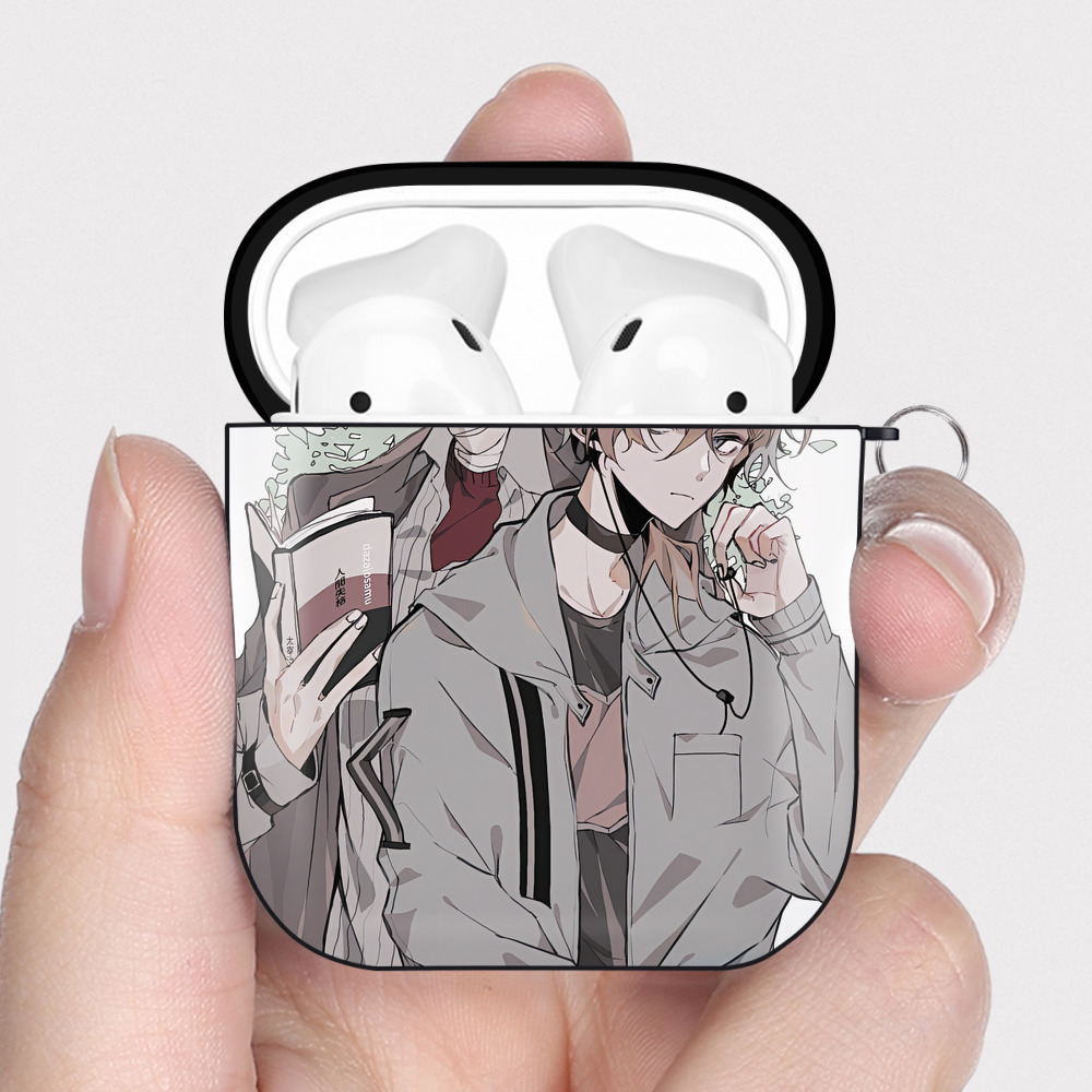 （画像用） 文豪ストレイドッグス Bungo Stray Dogs AirPods 第2世代保護ケース ハードシェル ブラック 耐衝撃・防指紋・カラビナ付き
