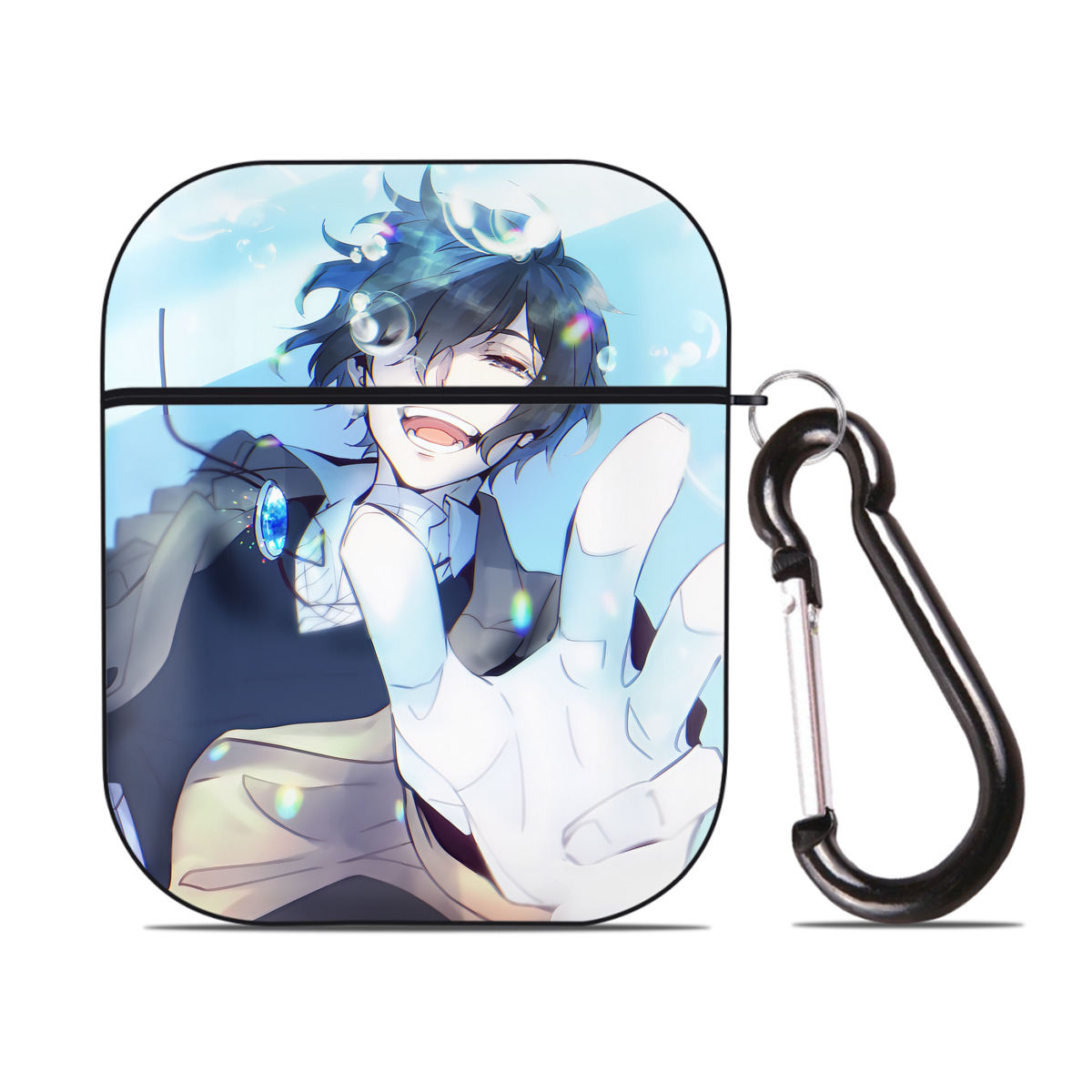 （画像用） 文豪ストレイドッグス Bungo Stray Dogs AirPods 第2世代保護ケース ハードシェル ブラック 耐衝撃・防指紋・カラビナ付き