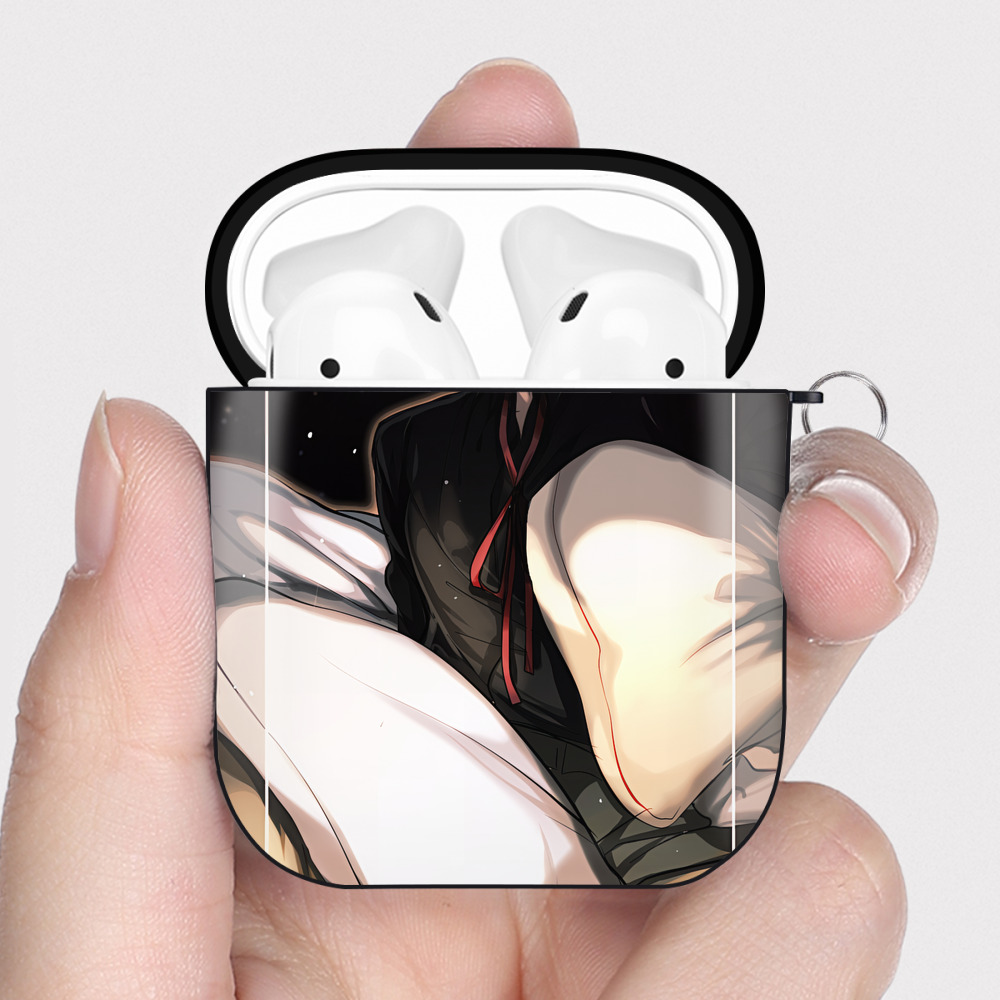 （画像用） 文豪ストレイドッグス Bungo Stray Dogs AirPods 第2世代保護ケース ハードシェル ブラック 耐衝撃・防指紋・カラビナ付き