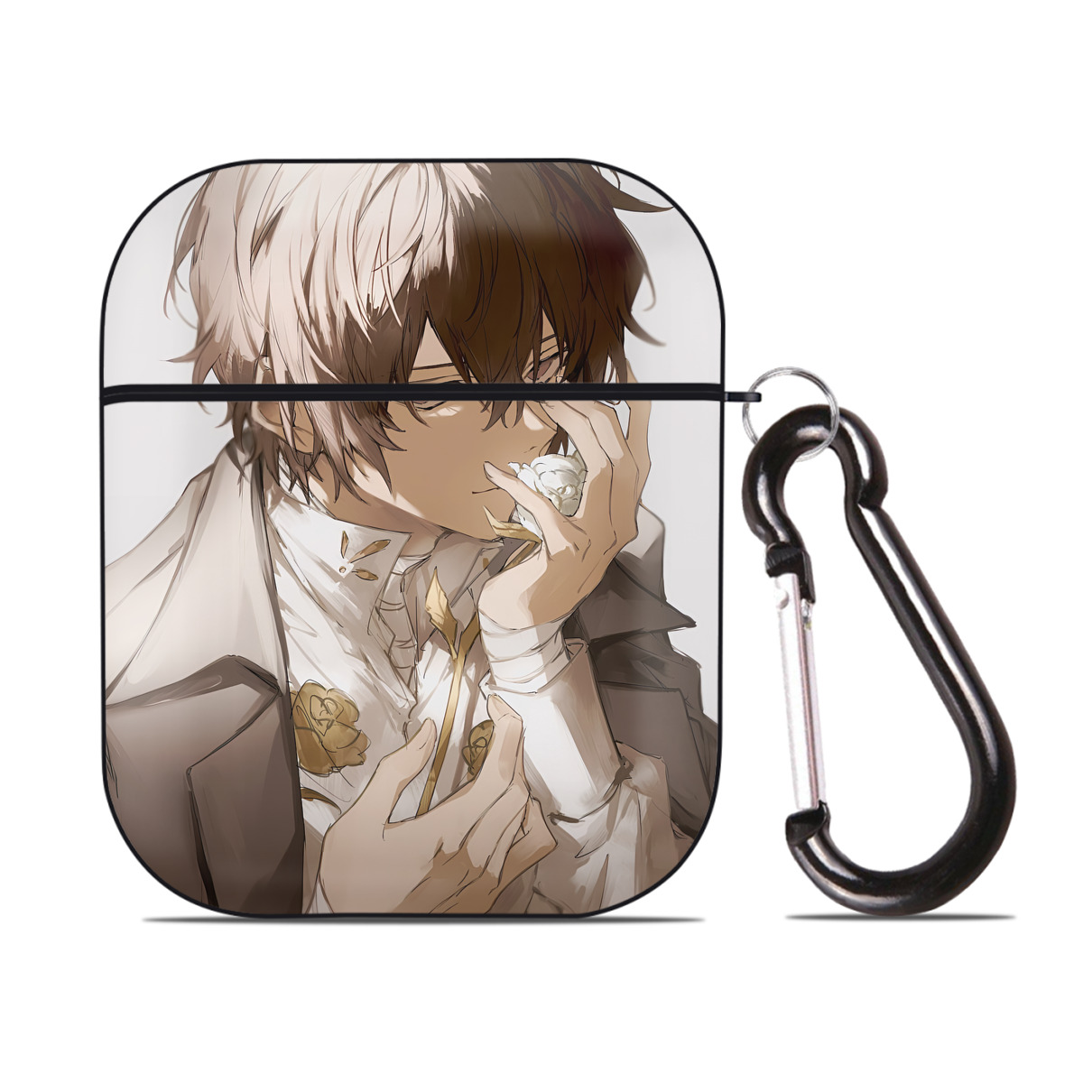 （画像用） 文豪ストレイドッグス Bungo Stray Dogs AirPods 第2世代保護ケース ハードシェル ブラック 耐衝撃・防指紋・カラビナ付き