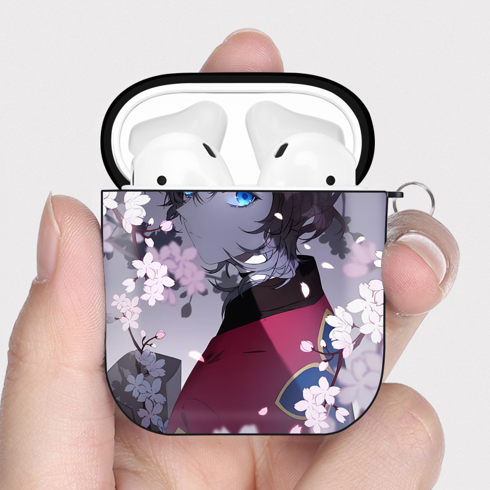 （画像用） 文豪ストレイドッグス Bungo Stray Dogs AirPods 第2世代保護ケース ハードシェル ブラック 耐衝撃・防指紋・カラビナ付き