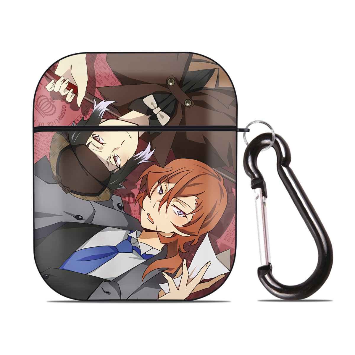 （画像用） 文豪ストレイドッグス Bungo Stray Dogs AirPods 第2世代保護ケース ハードシェル ブラック 耐衝撃・防指紋・カラビナ付き