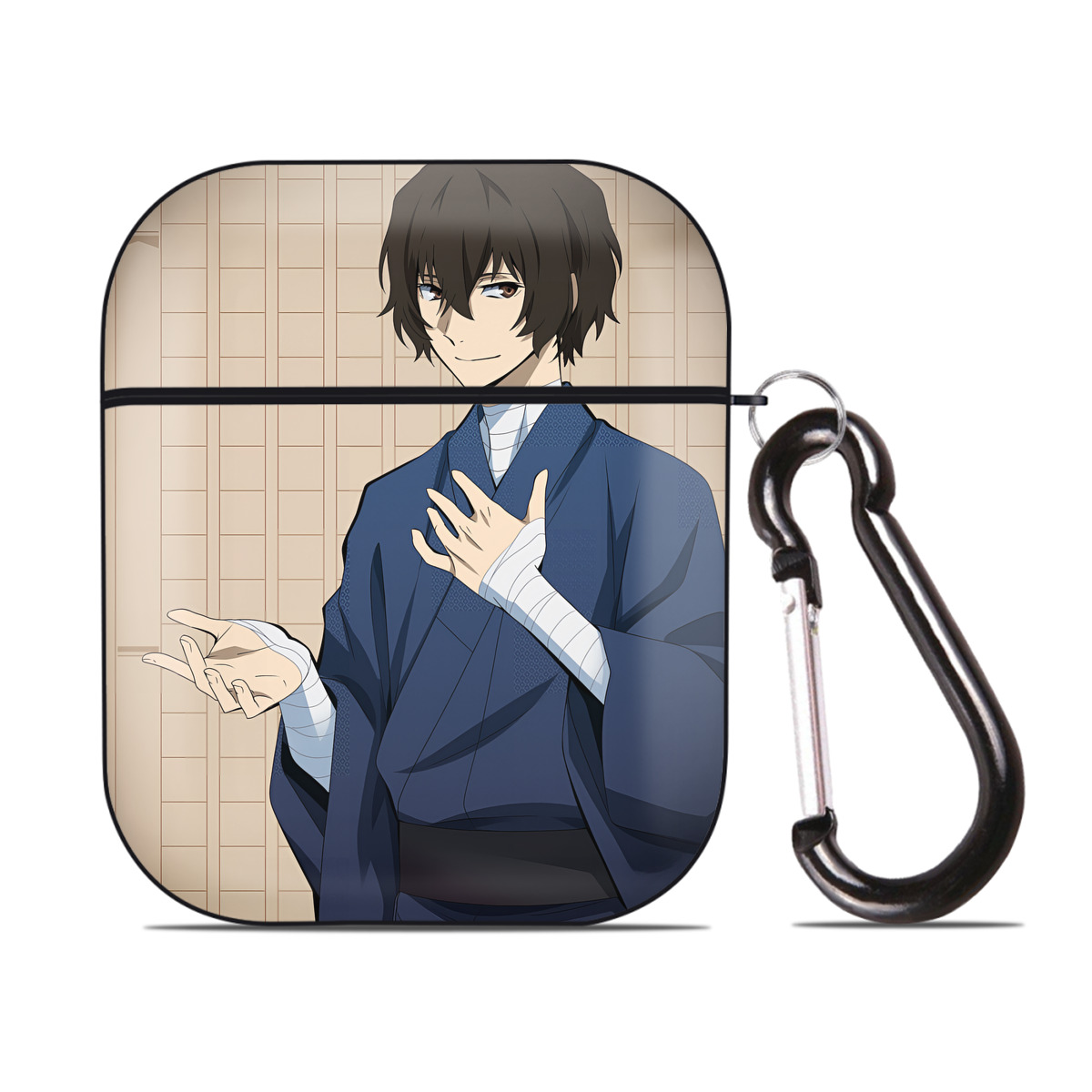 （画像用） 文豪ストレイドッグス Bungo Stray Dogs AirPods 第2世代保護ケース ハードシェル ブラック 耐衝撃・防指紋・カラビナ付き