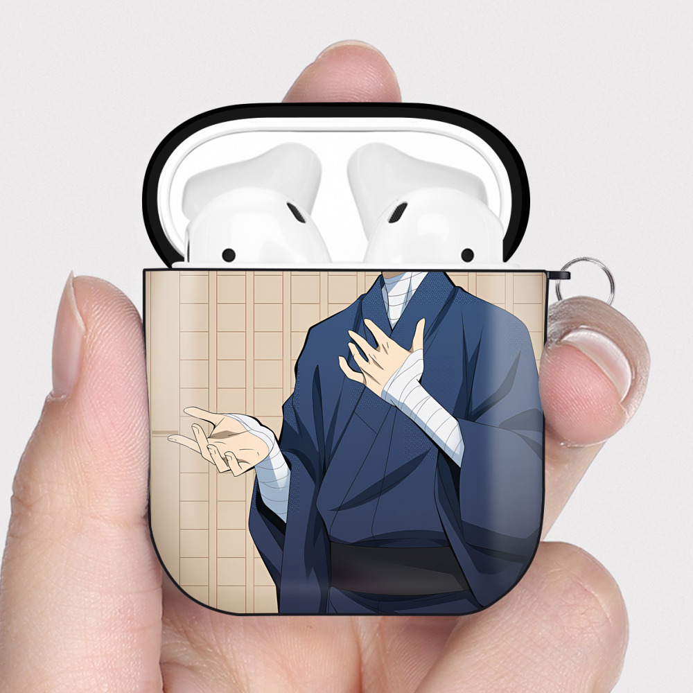 （画像用） 文豪ストレイドッグス Bungo Stray Dogs AirPods 第2世代保護ケース ハードシェル ブラック 耐衝撃・防指紋・カラビナ付き