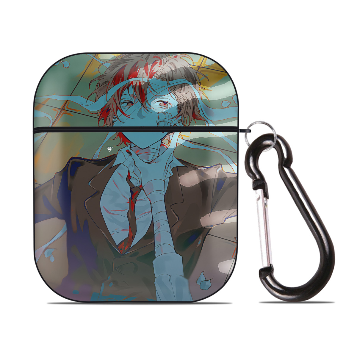 （画像用） 文豪ストレイドッグス Bungo Stray Dogs AirPods 第2世代保護ケース ハードシェル ブラック 耐衝撃・防指紋・カラビナ付き