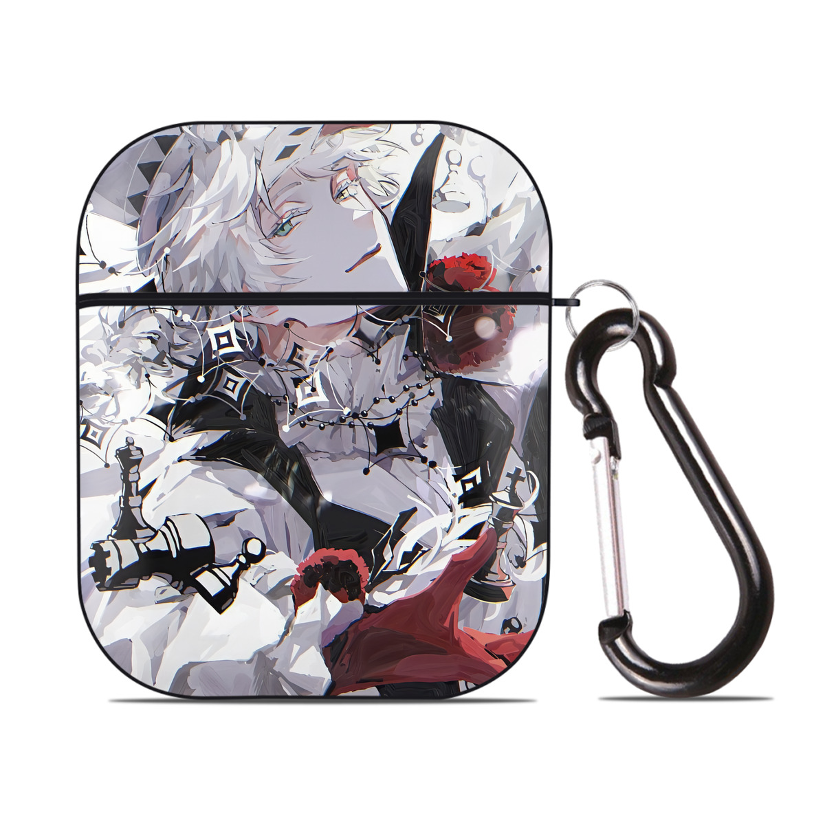 （画像用） 文豪ストレイドッグス Bungo Stray Dogs AirPods 第2世代保護ケース ハードシェル ブラック 耐衝撃・防指紋・カラビナ付き